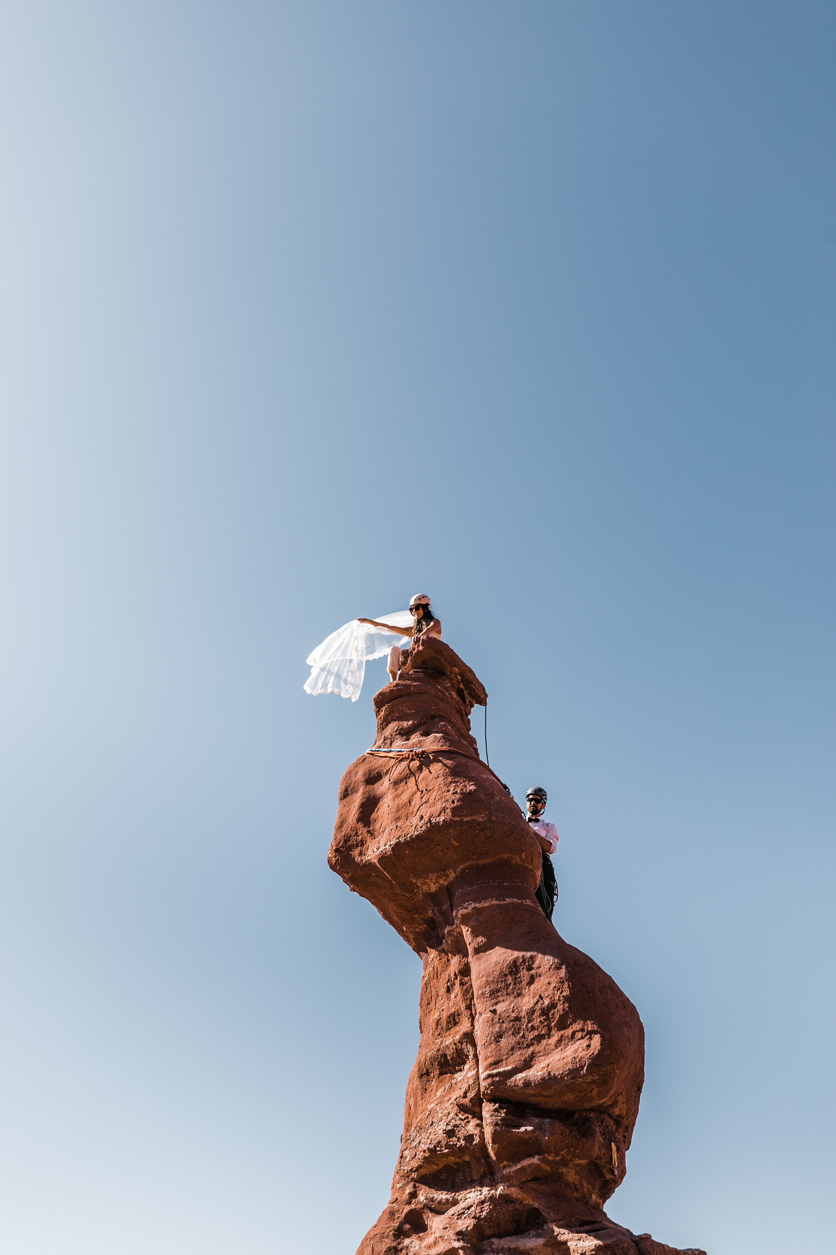 Rock Climbing wedding in Moab, Utah | Desert tower elopement | The Hearnes Adventure Photography