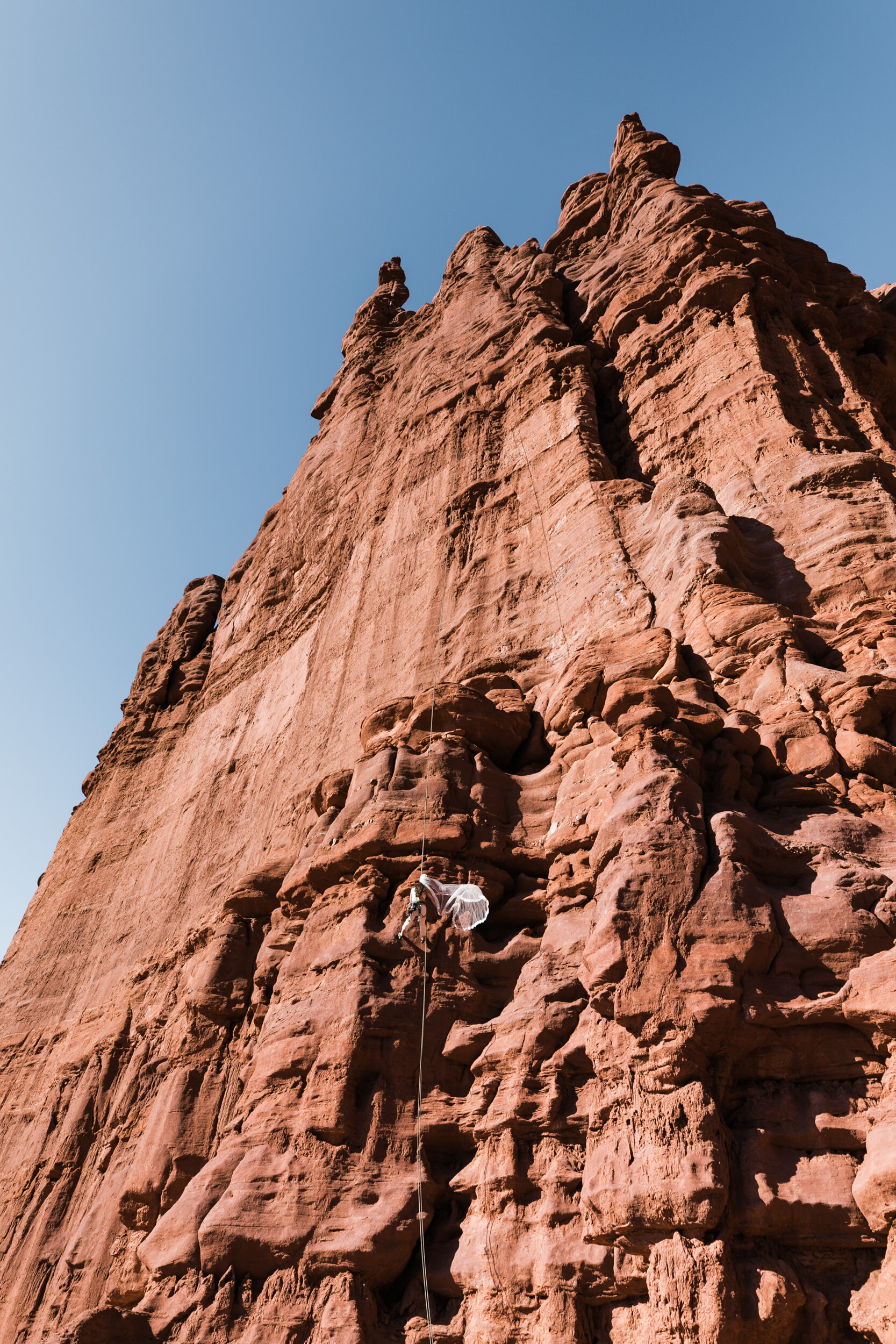 Rock Climbing wedding in Moab, Utah | Desert tower elopement | The Hearnes Adventure Photography
