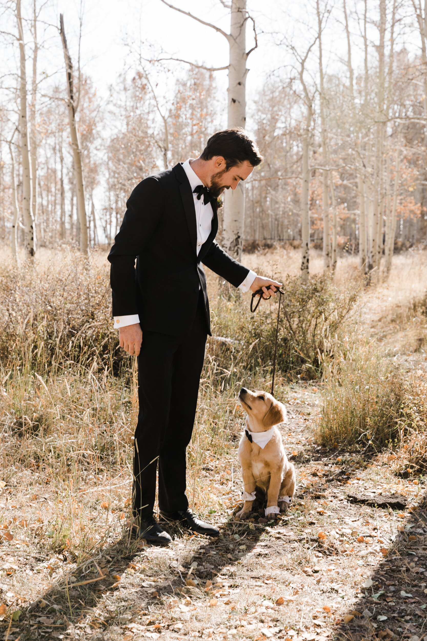 Moab Elopement | wedding with a golden retriever puppy | The Hearnes Adventure Photography