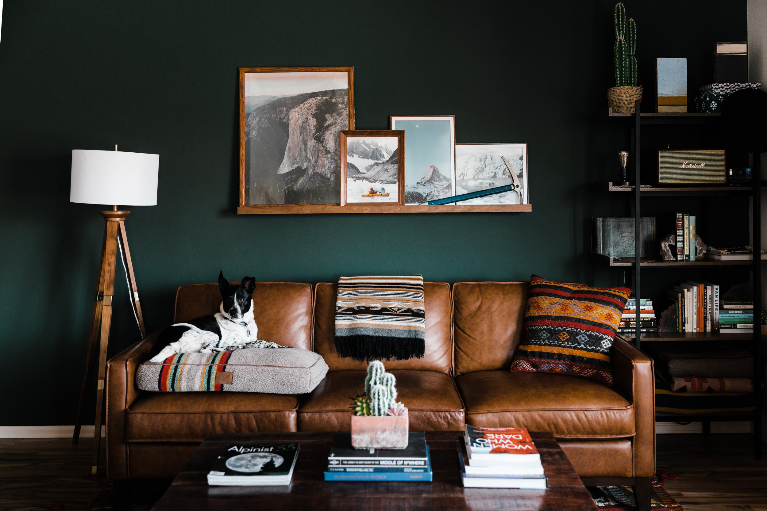 Hunter Green And Gray Living Room