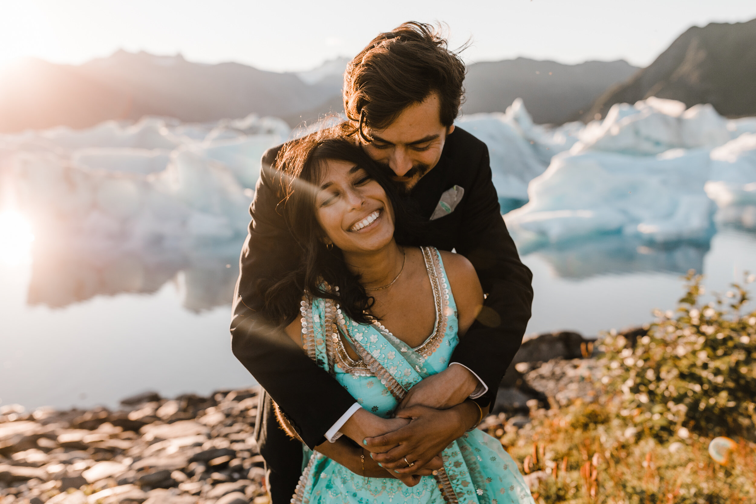 Helicopter Packrafting Elopement in Alaska | Indian Wedding Dress | Adventure Wedding with a dog | The Hearnes