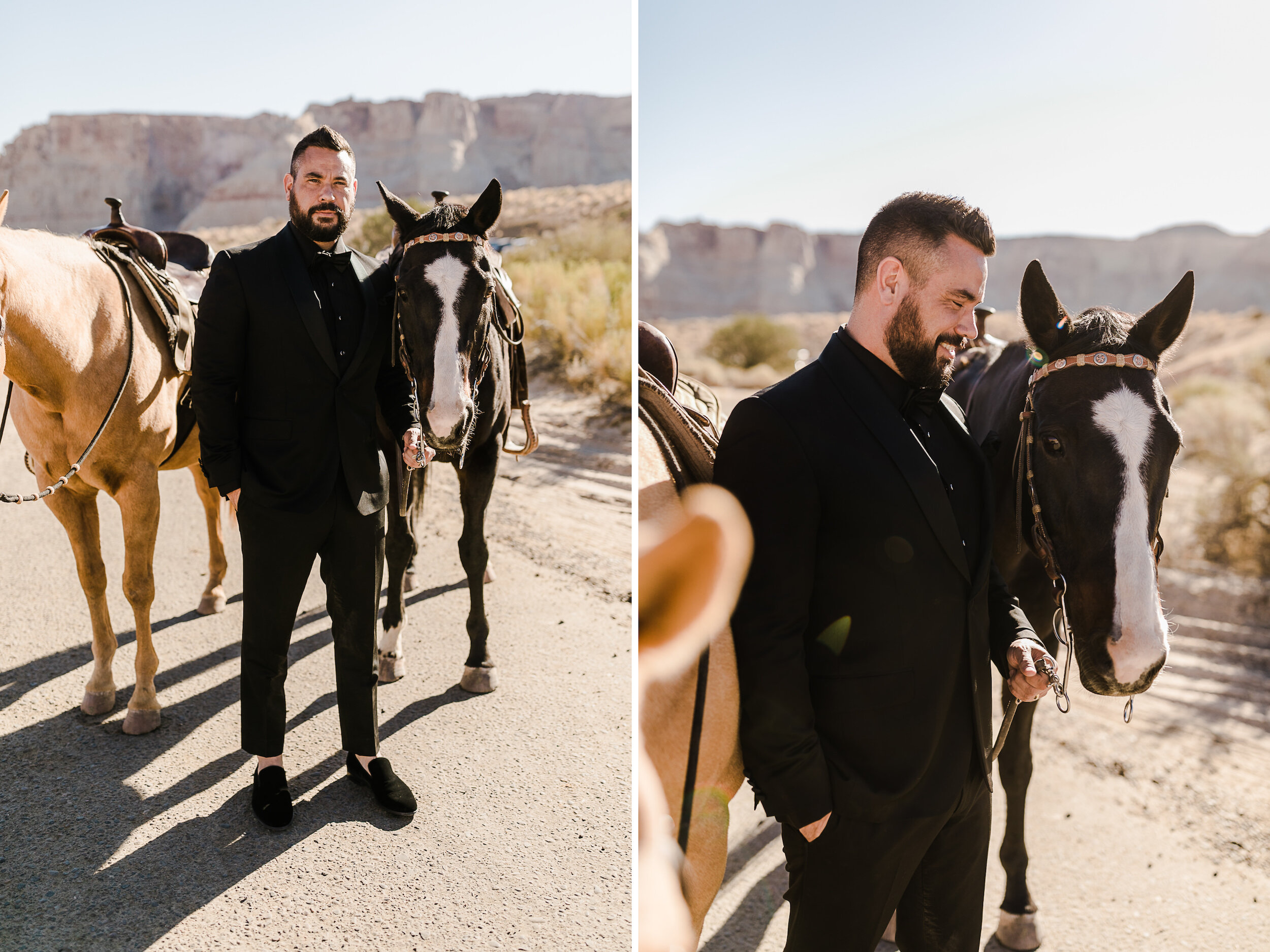 Amangiri horseback riding elopement wedding with horses | The Hearnes photography