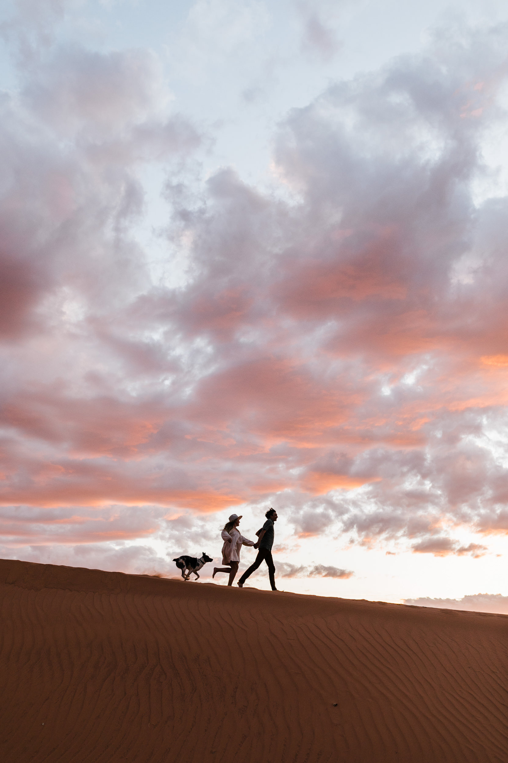 Sand Dune Engagement Photos with a Dog in Utah | The Hearnes Adventure Wedding Photography
