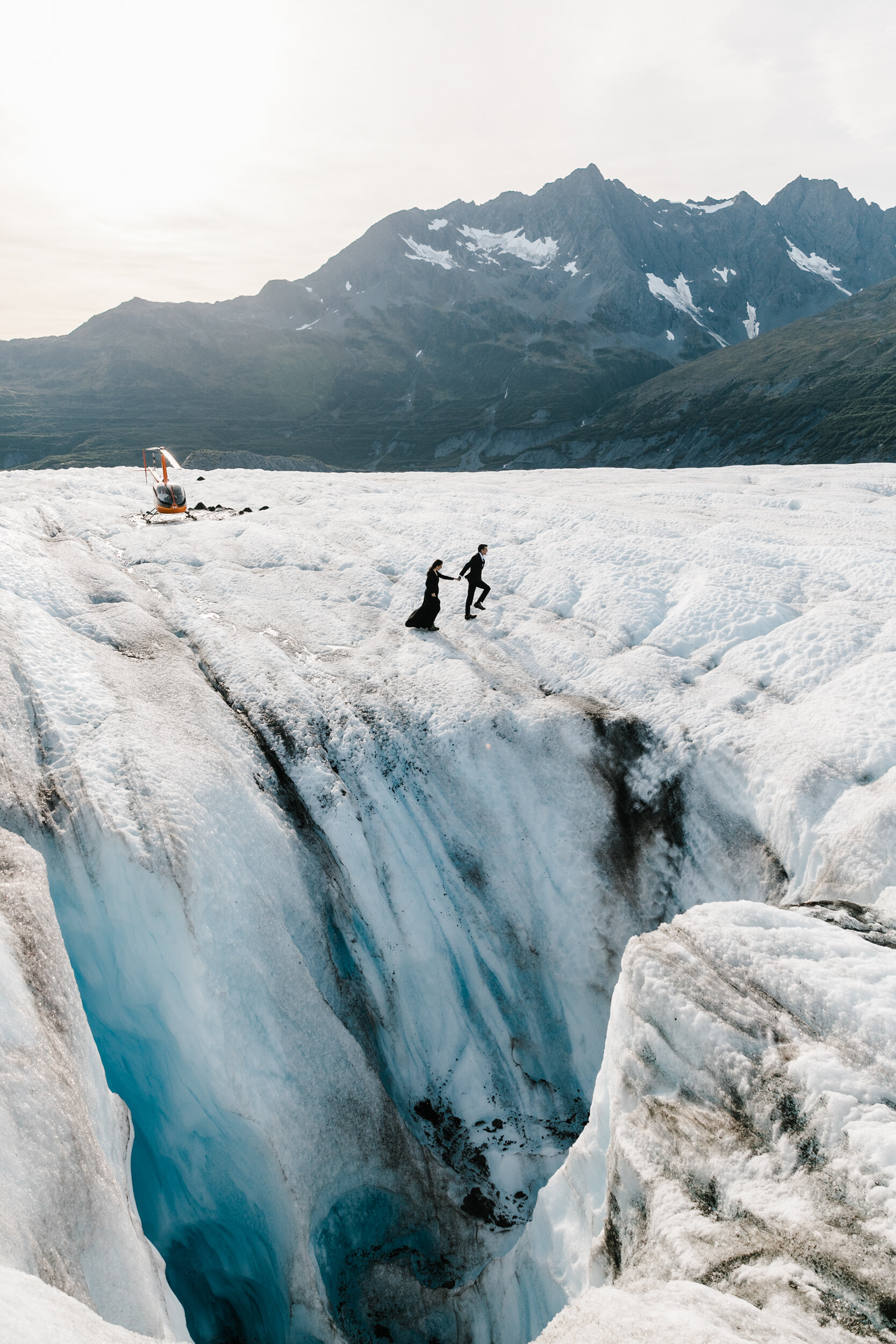 Alaska Adventure Session | Glacier with Mountains | The Hearnes Photography