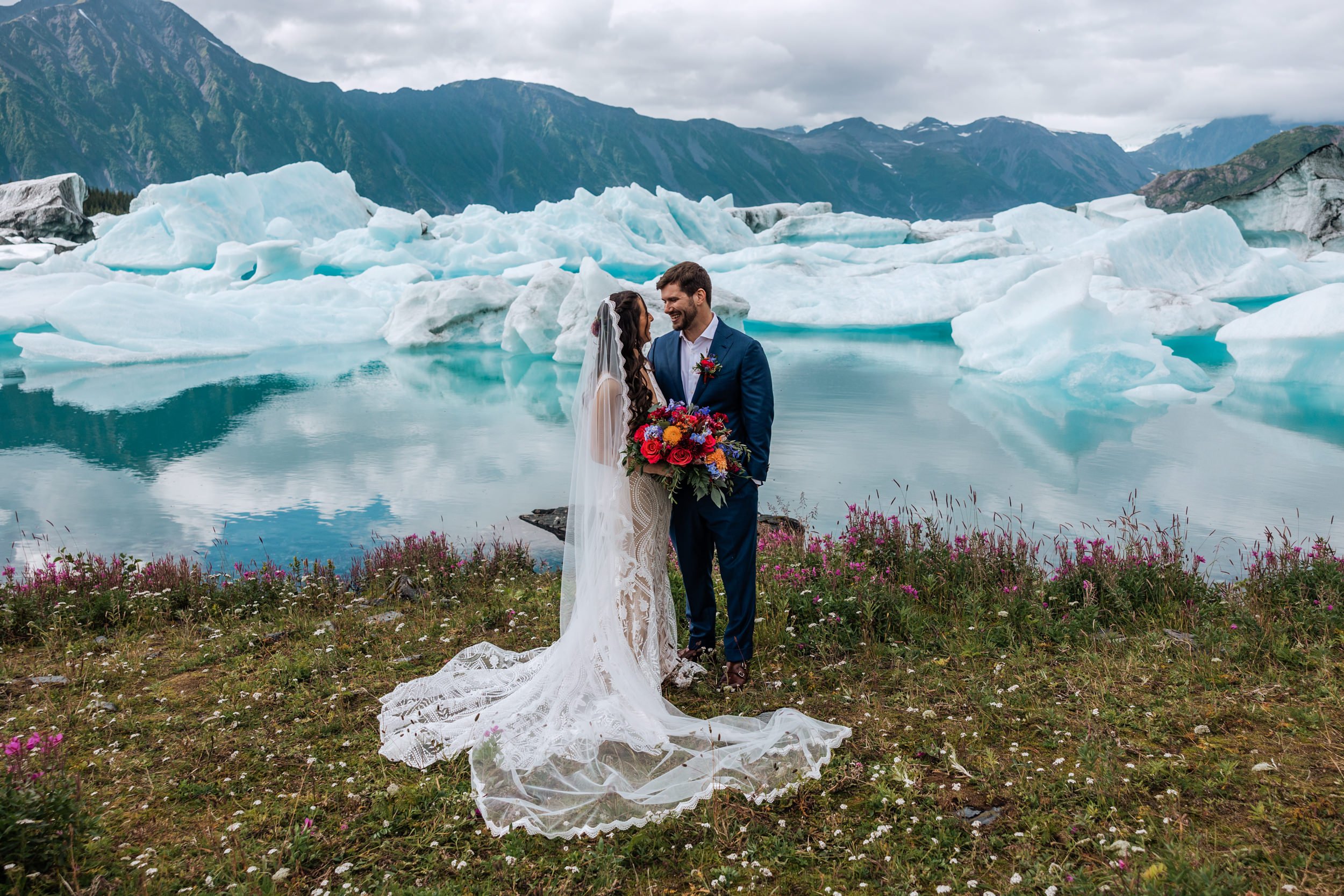 Alaska Kayaking with Icebergs Packrafting Elopement with in Kenai Fjords National Park | The Hearnes Adventure Photography