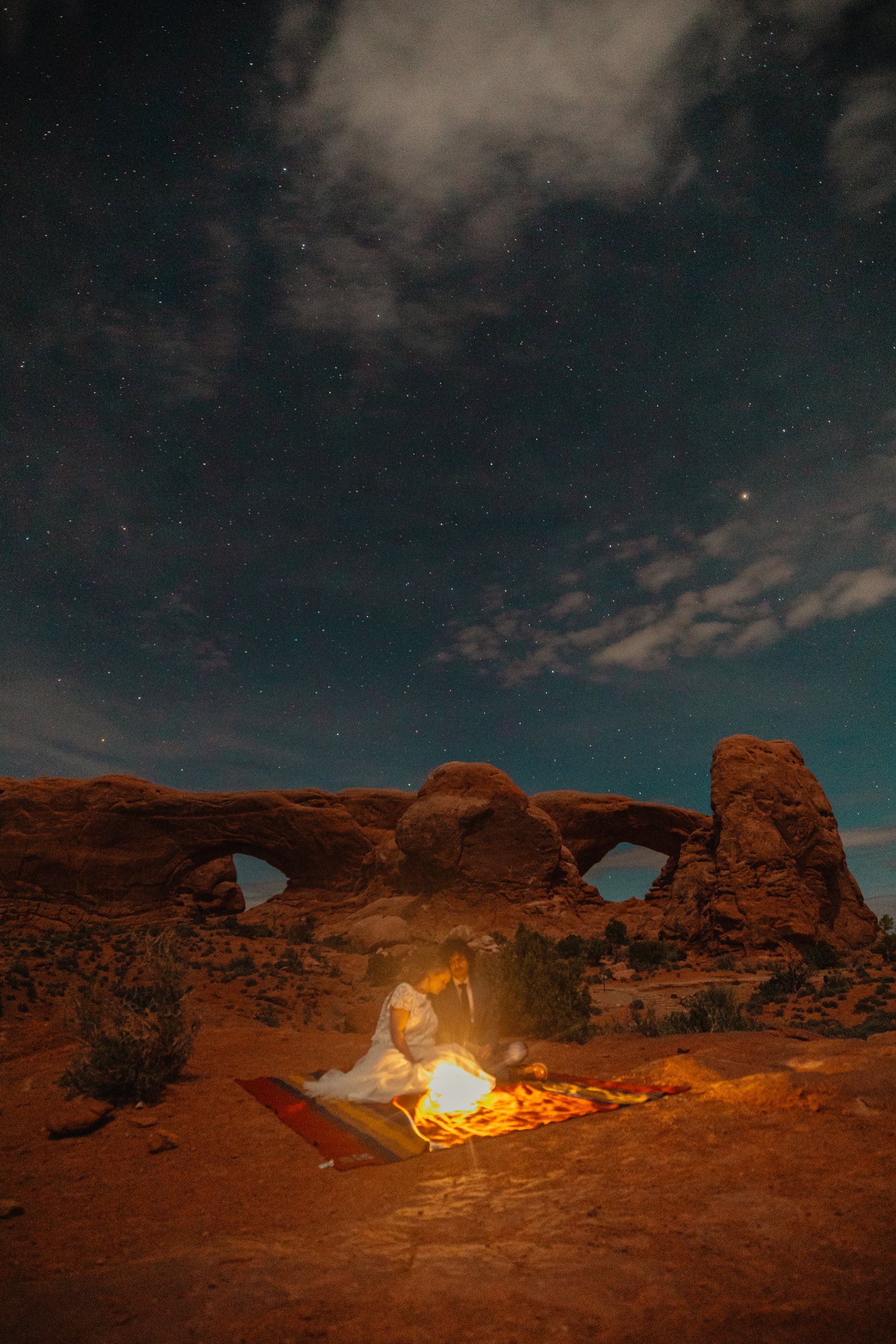 Arches National Park Elopement | Night Photography | The Hearnes Adventure Photography