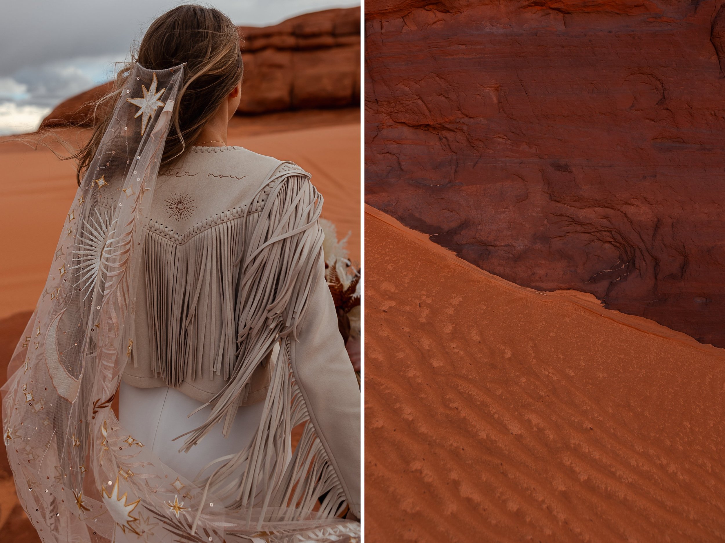 Sand Dune Elopement Vow Renewal in Moab, Utah | Rue de Seine desert rose veil