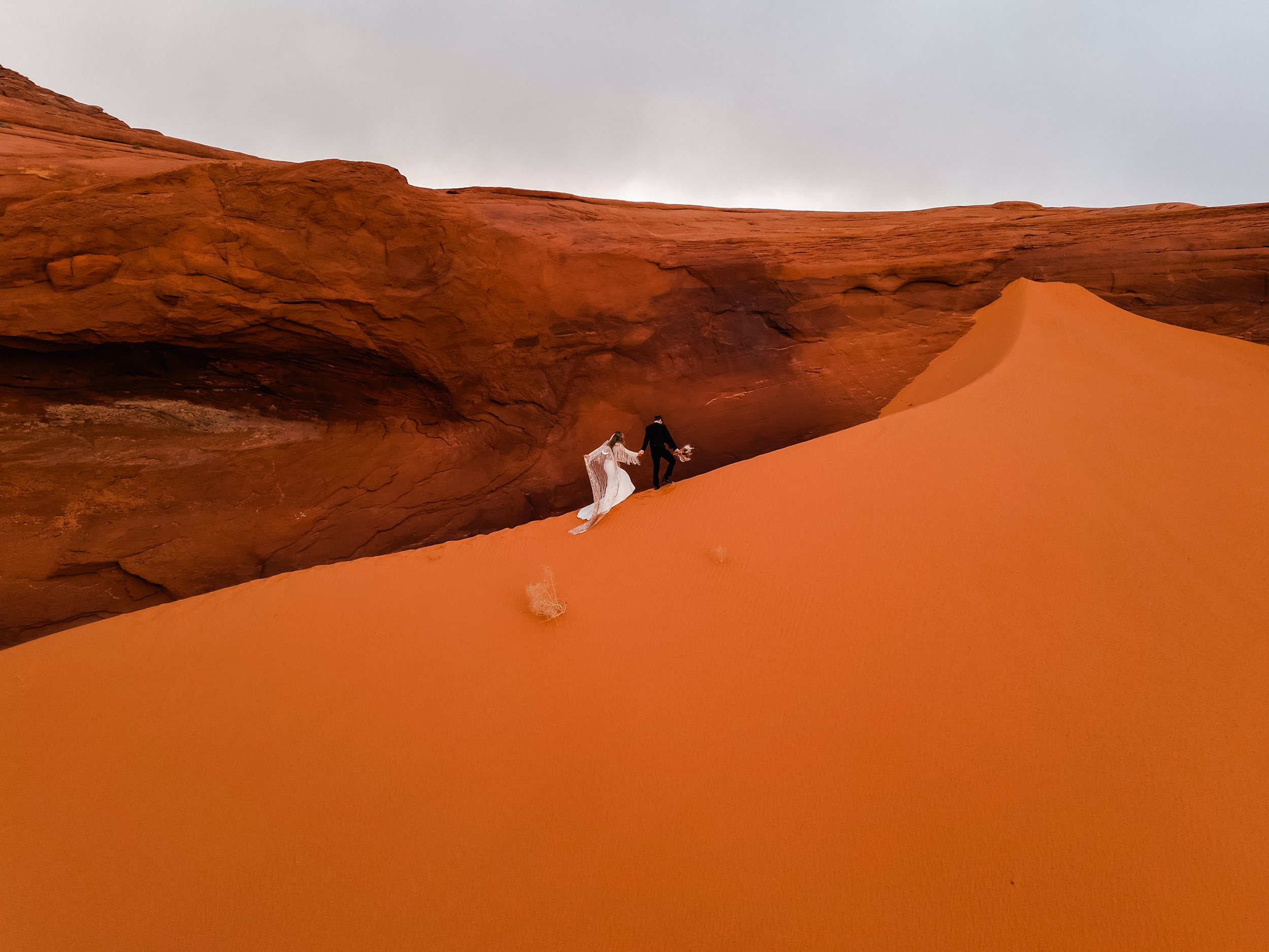 Sand Dune Elopement Vow Renewal in Moab, Utah | Rue de Seine desert rose veil