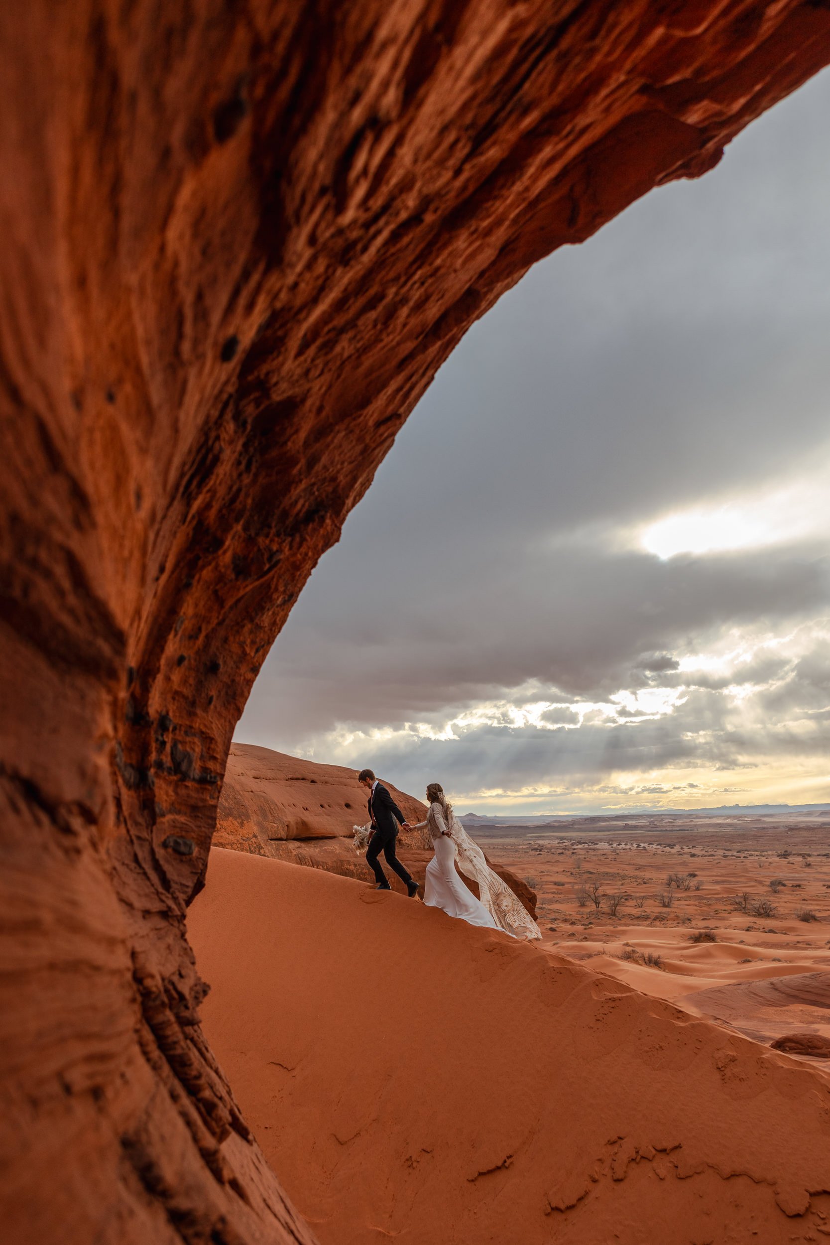 Sand Dune Elopement Vow Renewal in Moab, Utah | Rue de Seine desert rose veil