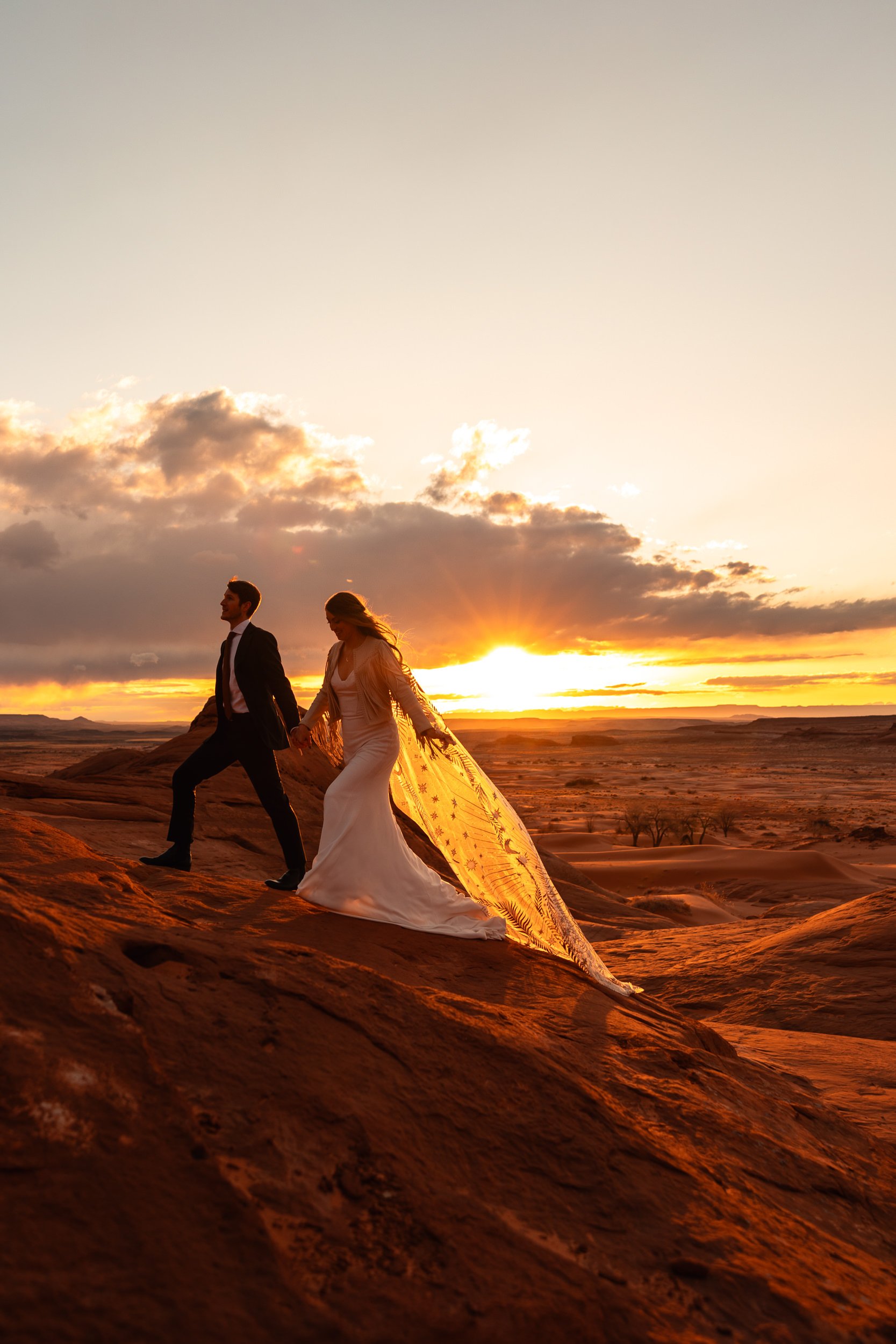 Sand Dune Elopement Vow Renewal in Moab, Utah | Rue de Seine desert rose veil