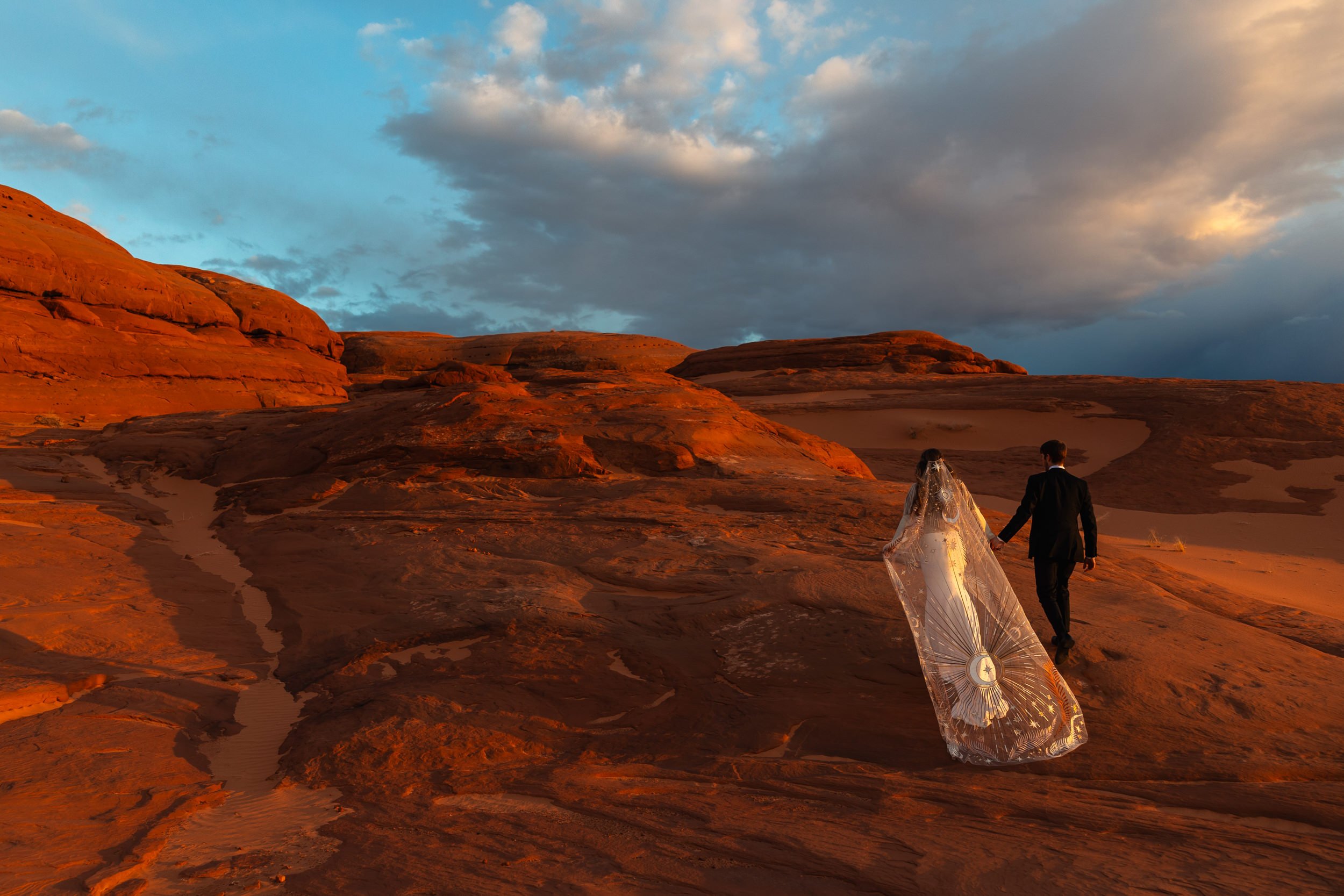 Sand Dune Elopement Vow Renewal in Moab, Utah | Rue de Seine desert rose veil