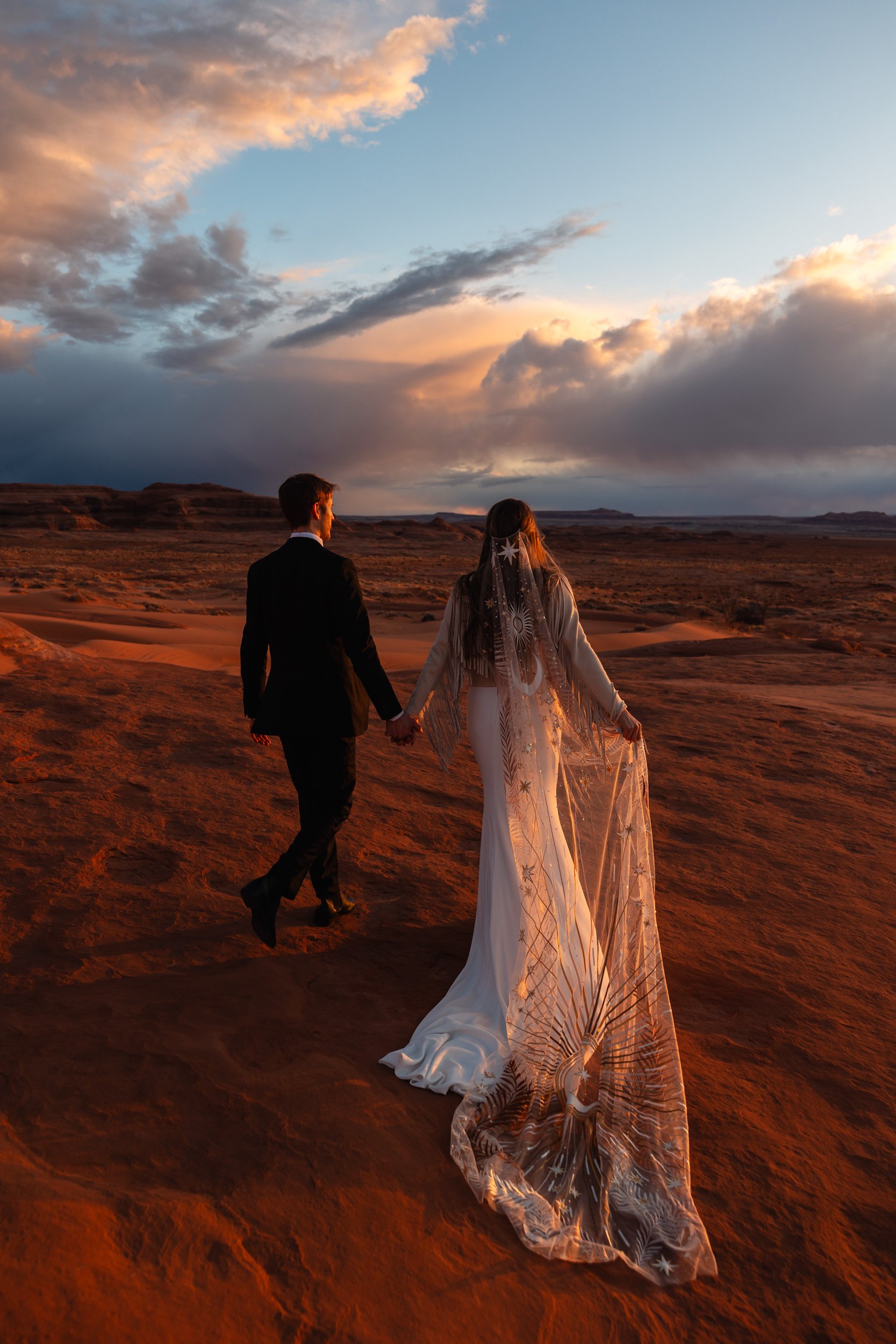 Sand Dune Elopement Vow Renewal in Moab, Utah | Rue de Seine desert rose veil