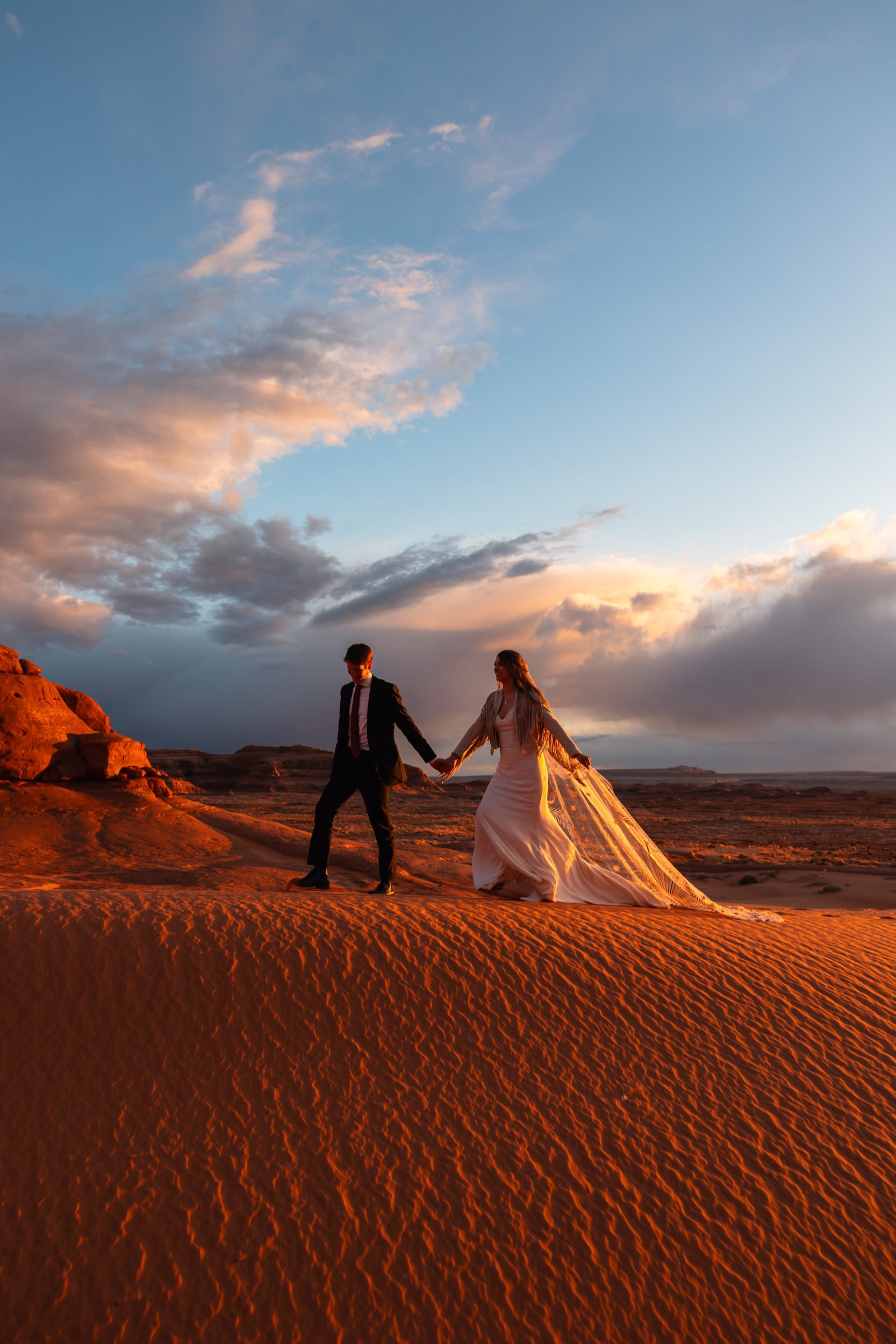 Sand Dune Elopement Vow Renewal in Moab, Utah | Rue de Seine desert rose veil