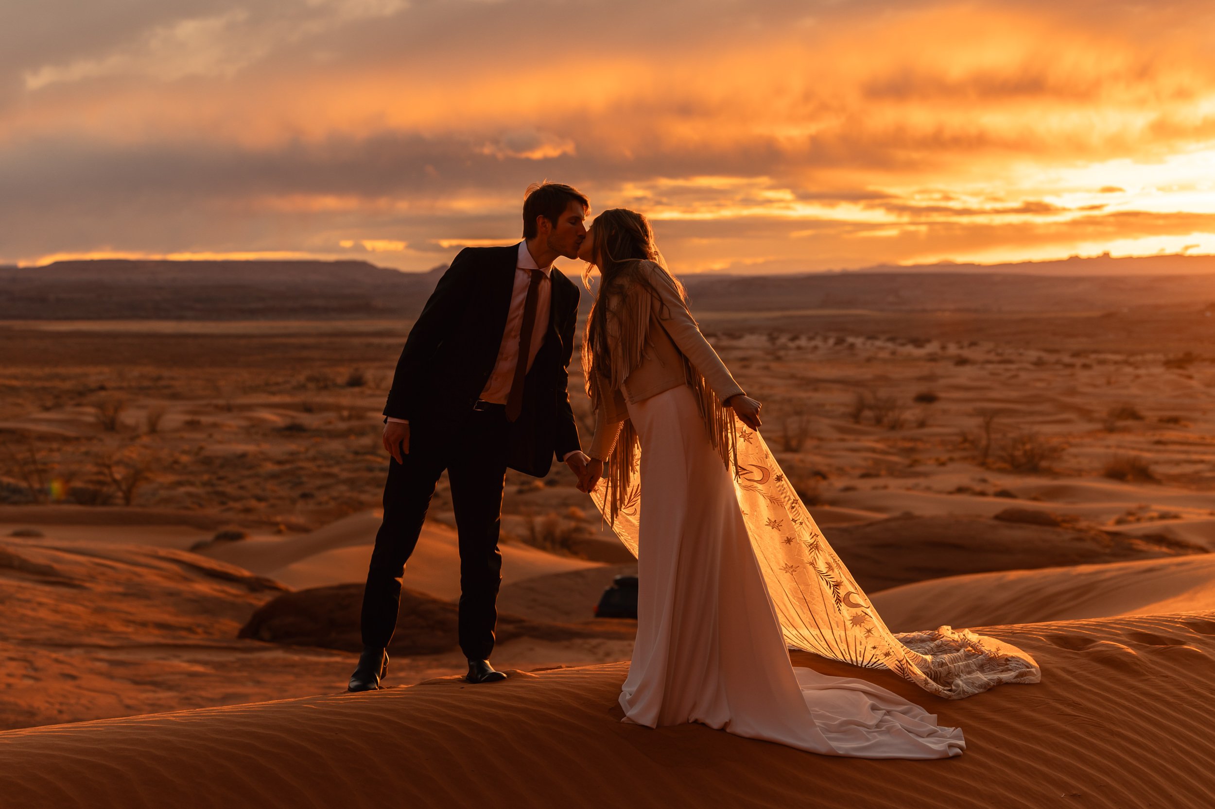 Sand Dune Elopement Vow Renewal in Moab, Utah | Rue de Seine desert rose veil