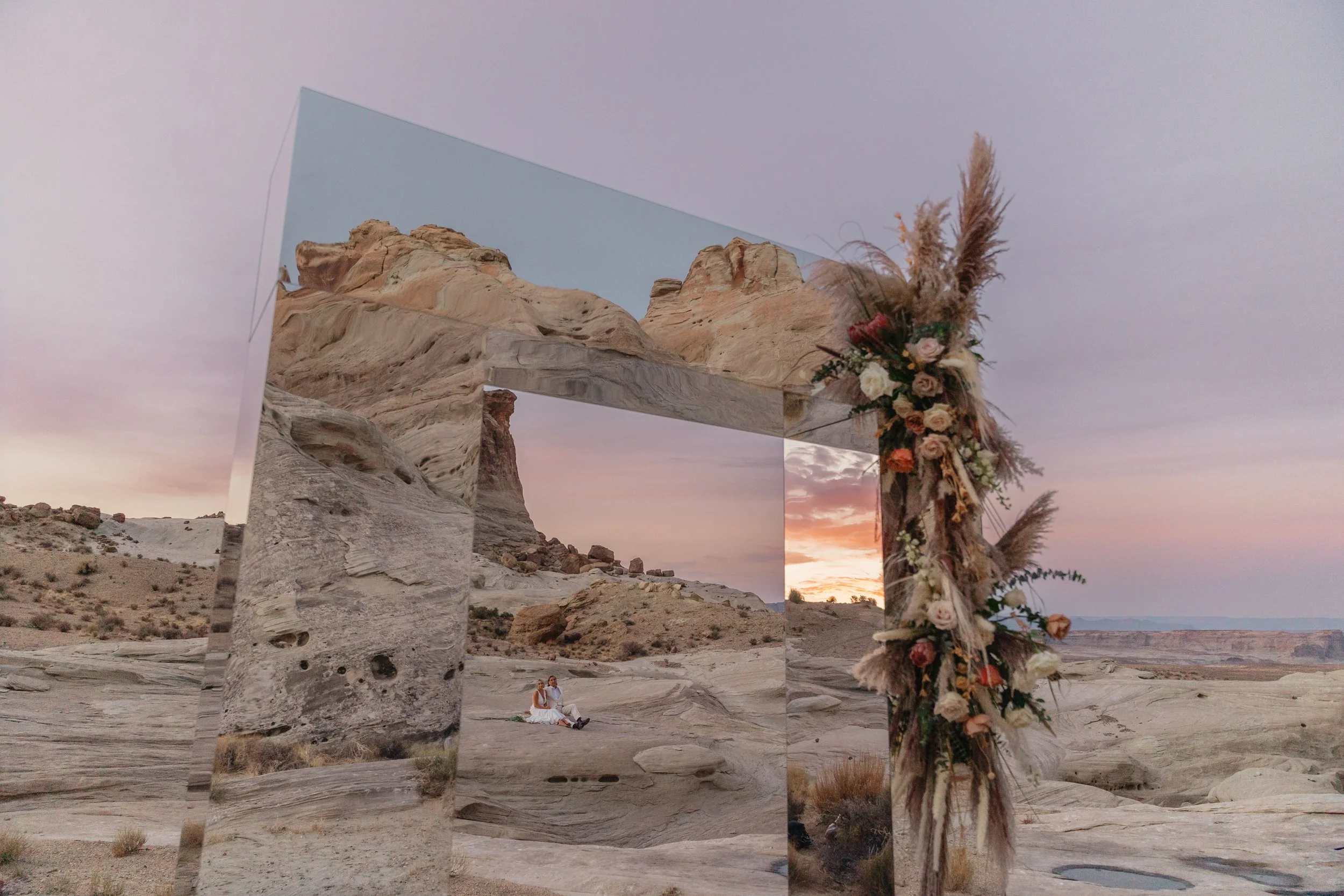 Amangiri sunset vow renewal ceremony with a Mirror Arch | Amangiri preferred photographer The Hearnes