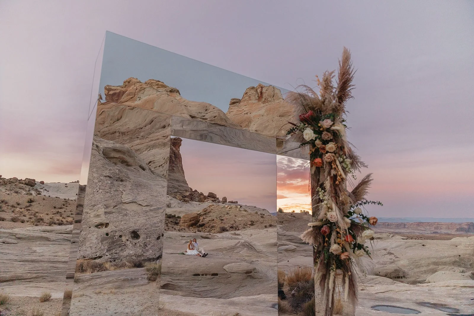 Amangiri Luxury Micro Wedding with a Mirror Ceremony Arch | The Hearnes Elopement Photography