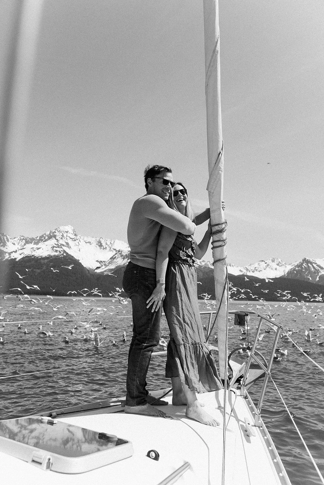 Sailboat in Alaska | The Hearnes Elopement Photography | Seward, AK engagement session
