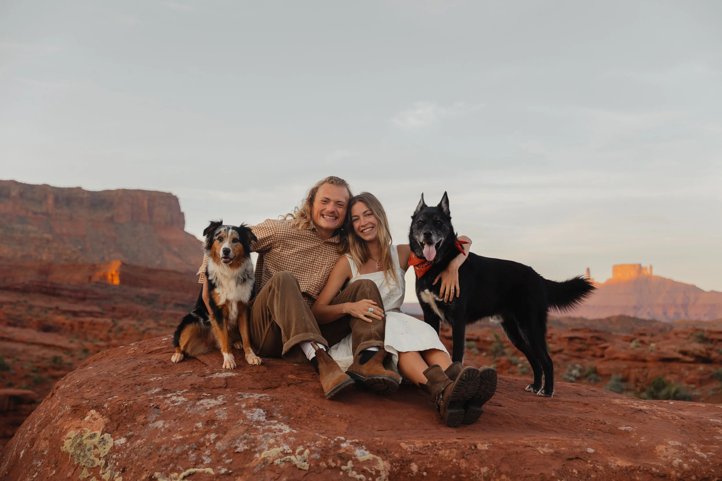 Rachel Harris @sunnrayy + Tanner Price @tanner.price_ engaged in Moab, Utah | sunrise surprise proposal 