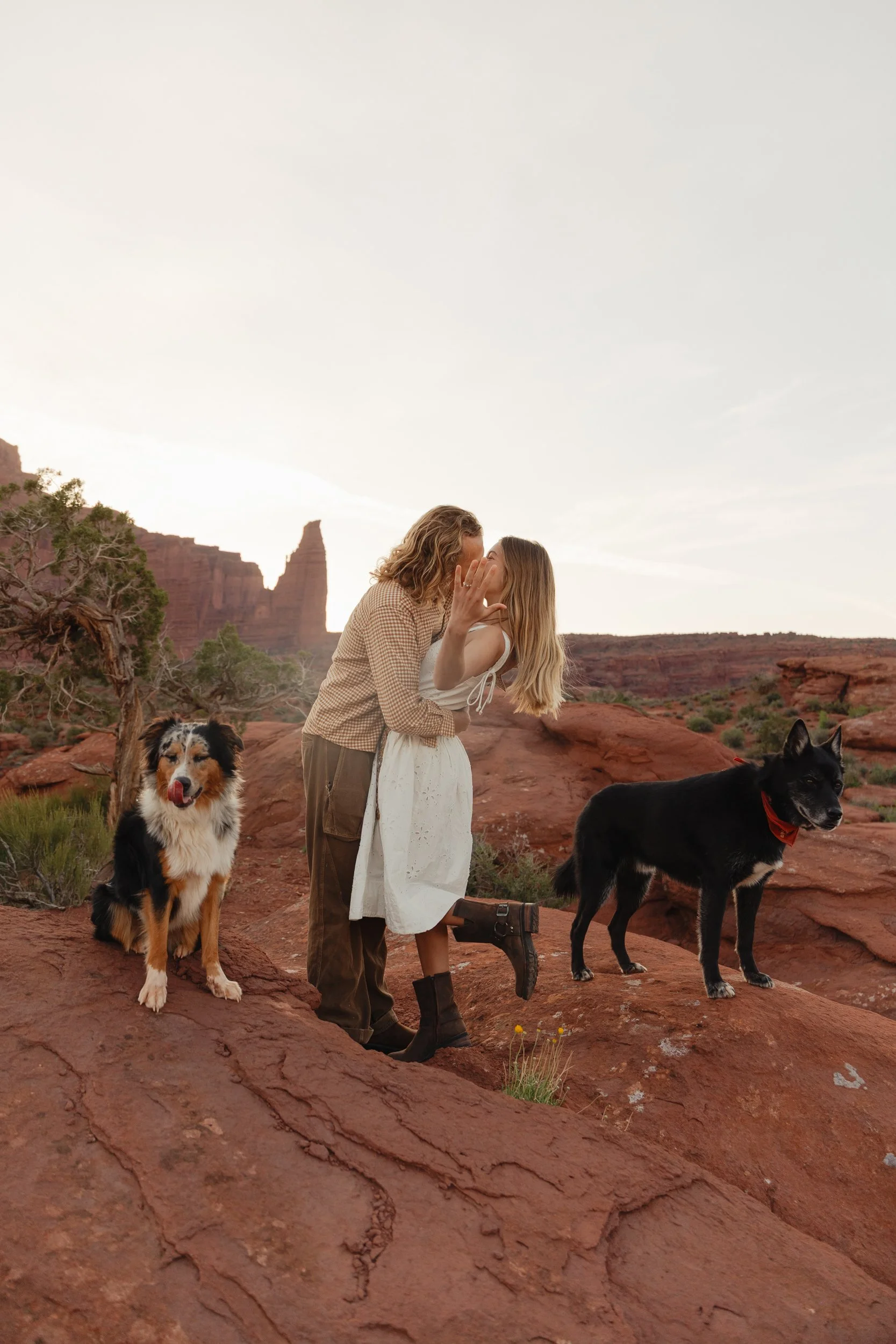 Rachel Harris @sunnrayy + Tanner Price @tanner.price_ engaged in Moab, Utah | sunrise surprise proposal with The Hearnes