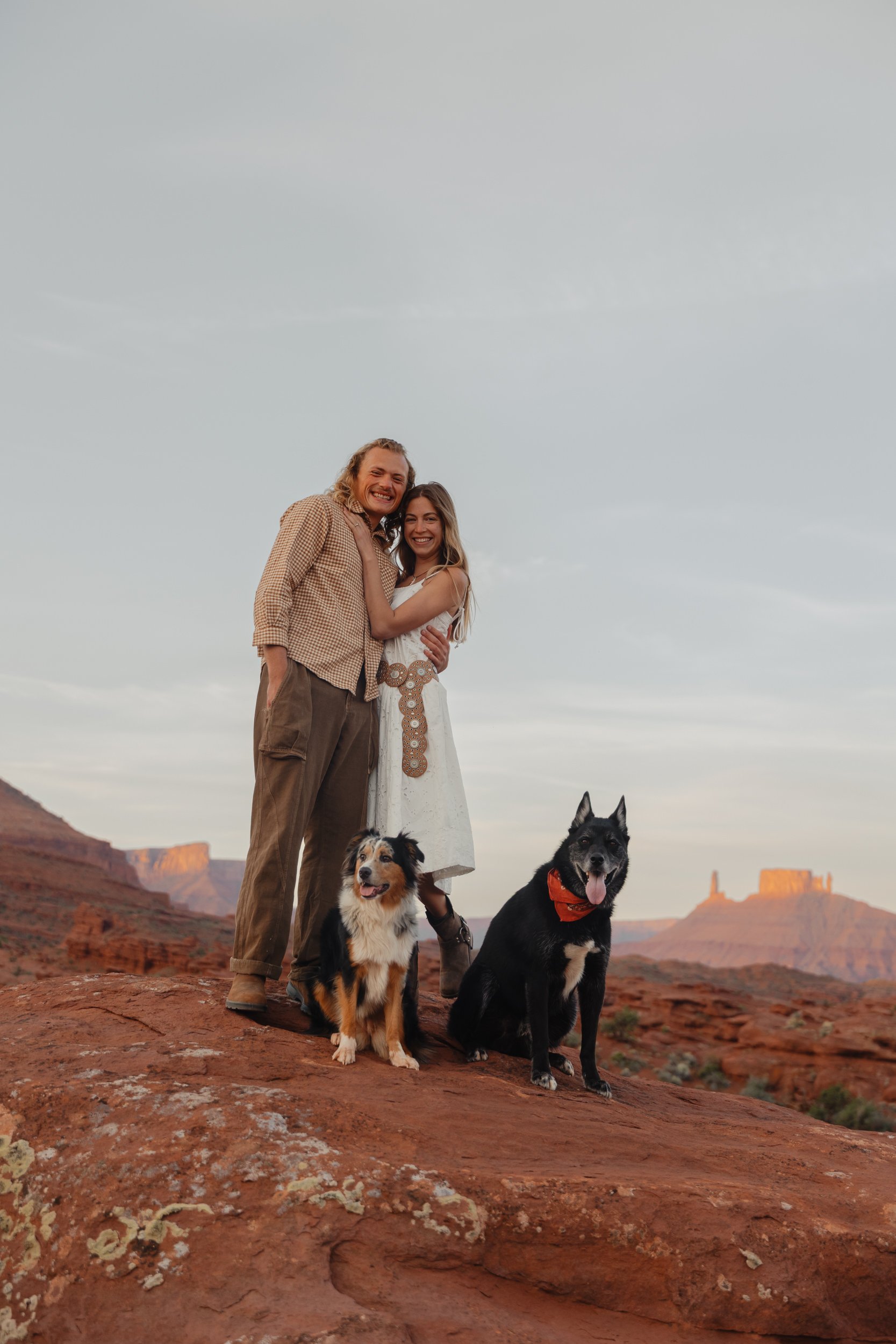 Rachel Harris @sunnrayy + Tanner Price @tanner.price_ engaged in Moab, Utah | sunrise surprise proposal with The Hearnes