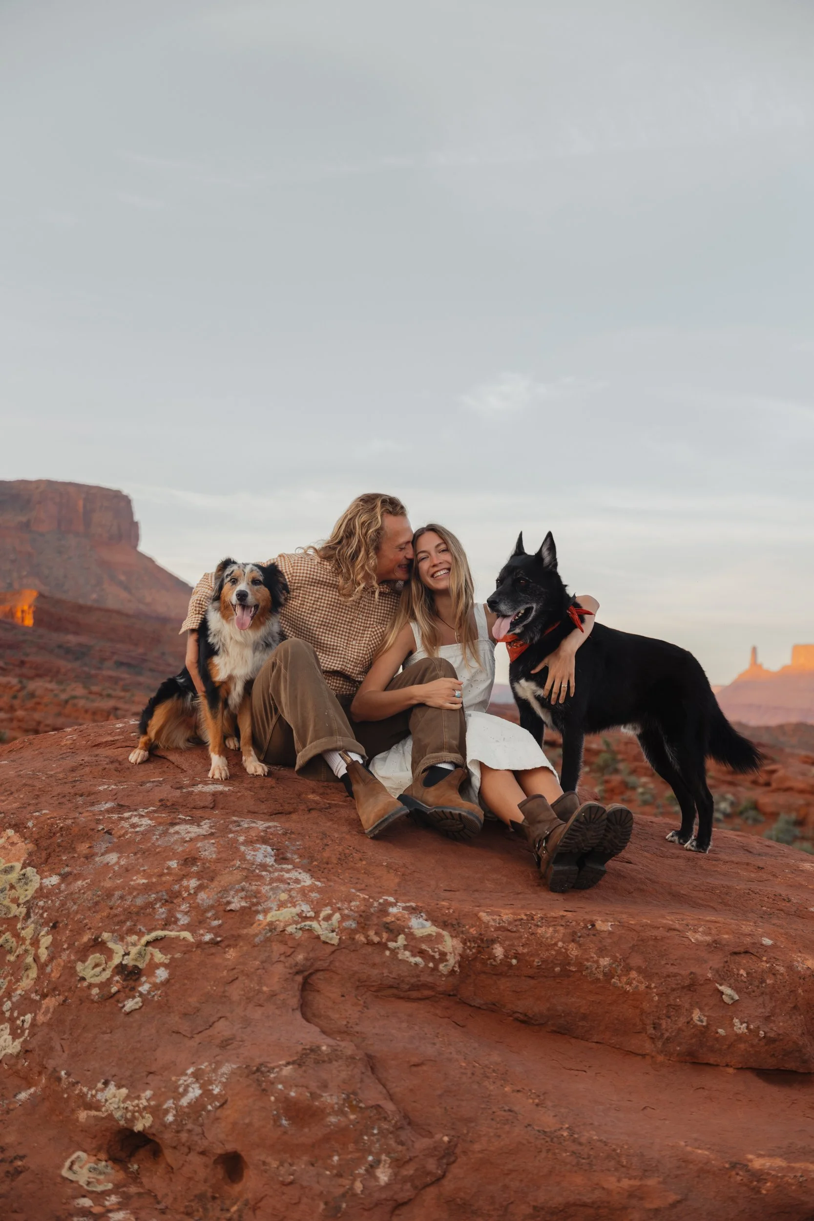 Rachel Harris @sunnrayy + Tanner Price @tanner.price_ engaged in Moab, Utah | sunrise surprise proposal with The Hearnes