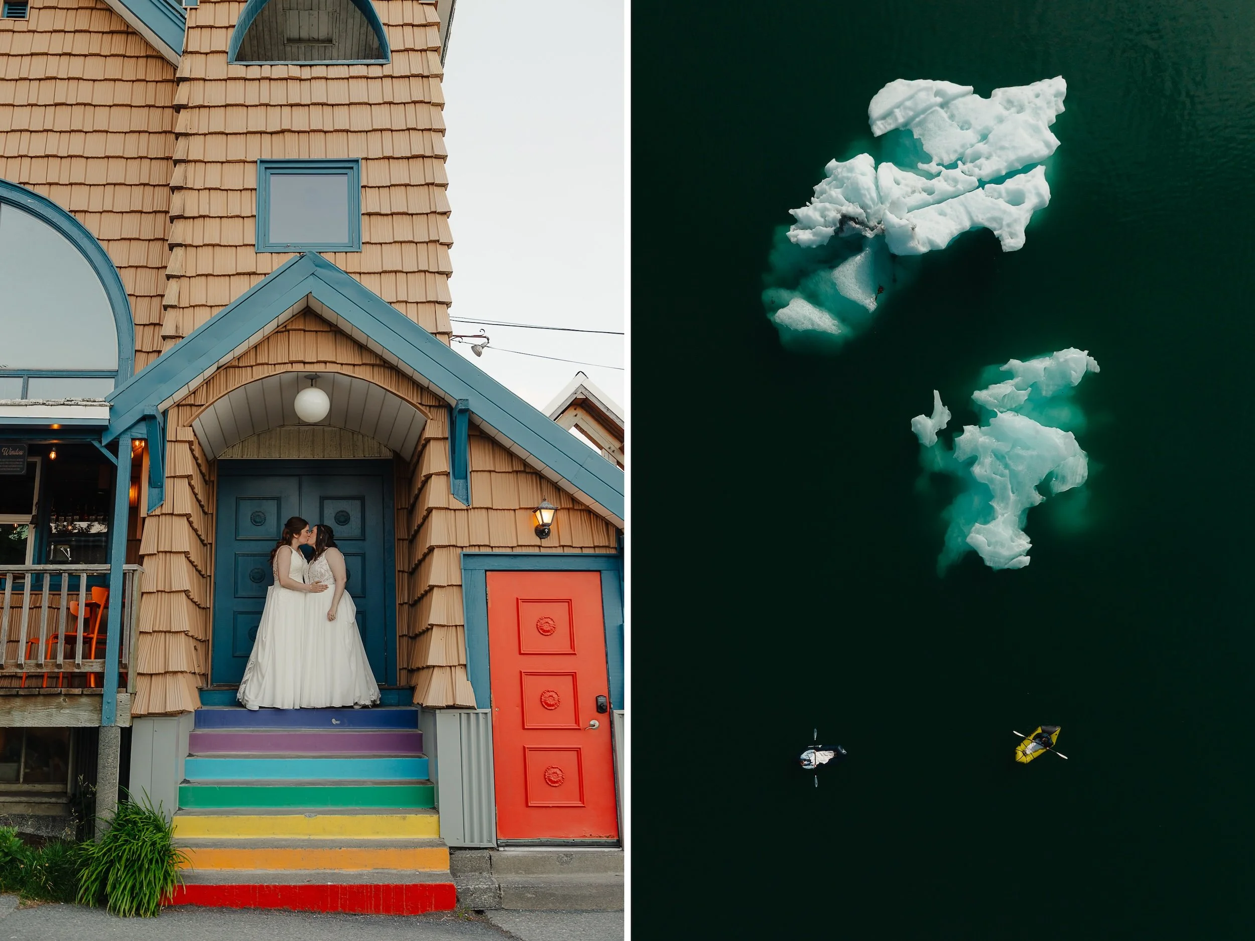 LGBTQ+ lesbian wedding in Seward, Alaska at Salted Roots A-Frames | The Hearnes Photography