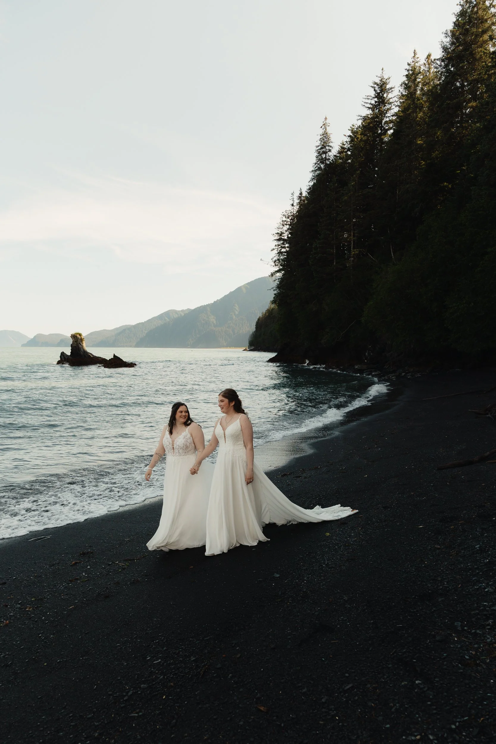 LGBTQ+ lesbian wedding in Seward, Alaska at Salted Roots A-Frames | The Hearnes Photography
