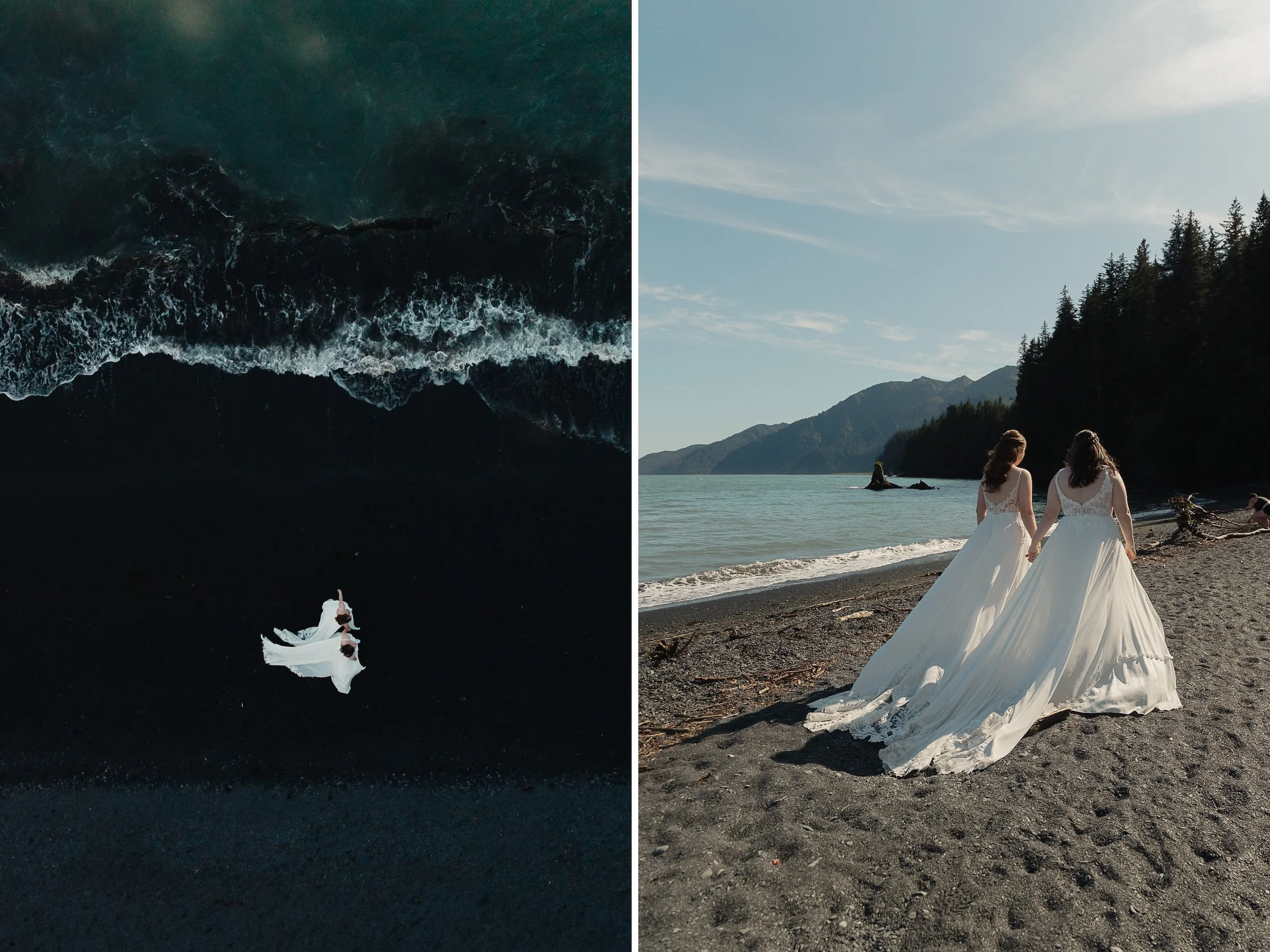 LGBTQ+ lesbian wedding in Seward, Alaska at Salted Roots A-Frames | The Hearnes Photography