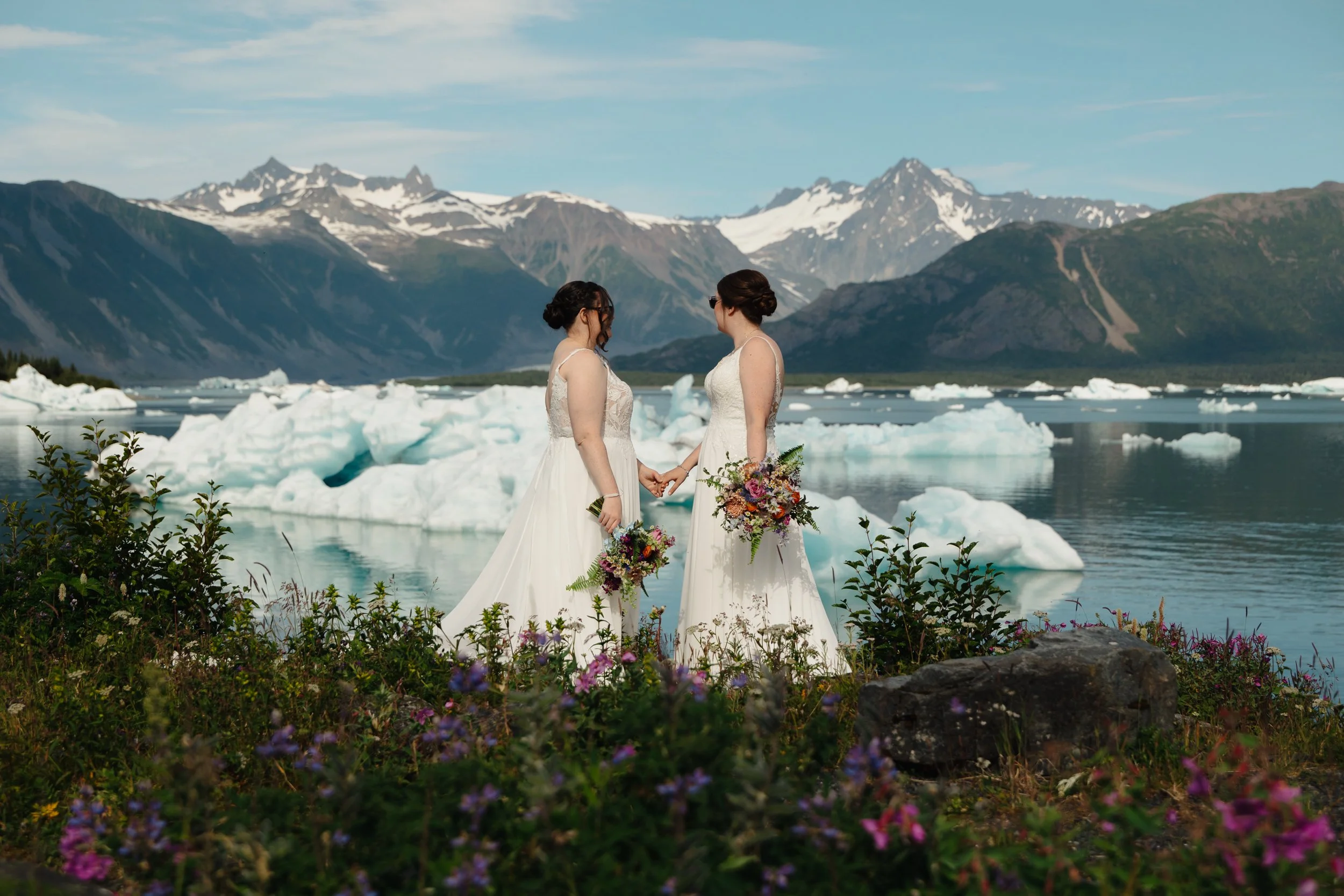 LGBTQ+ lesbian wedding in Seward, Alaska at Kenai Fjords National Park | The Hearnes Photography