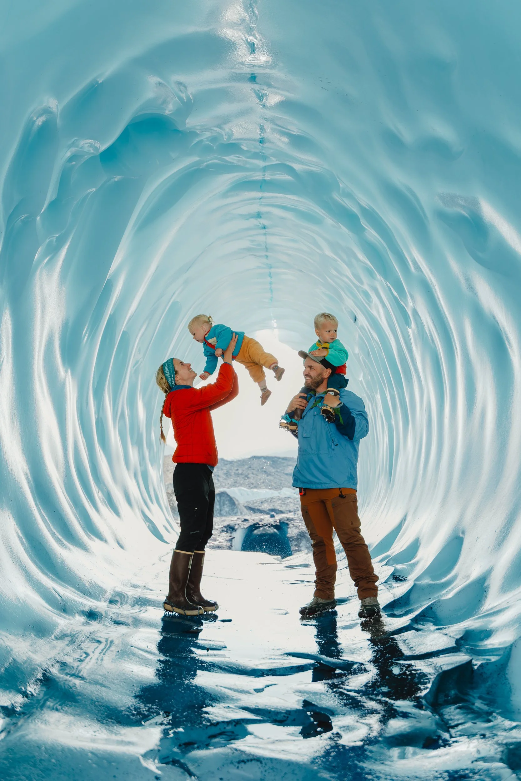 Glacier Ice Cave family adventure photos in Alaska with The Hearnes