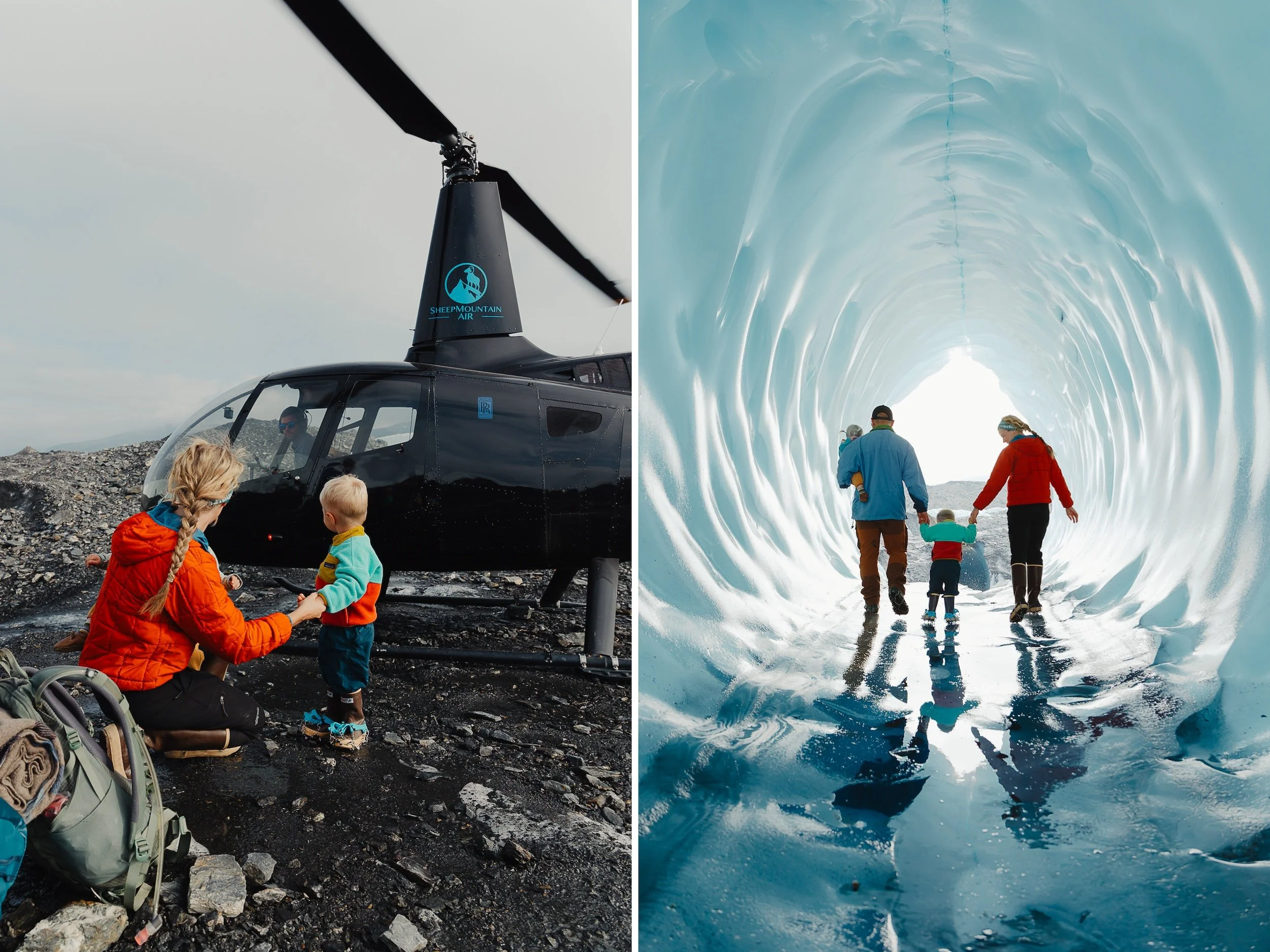 ice cave on a glacier family adventure photos in Alaska with The Hearnes