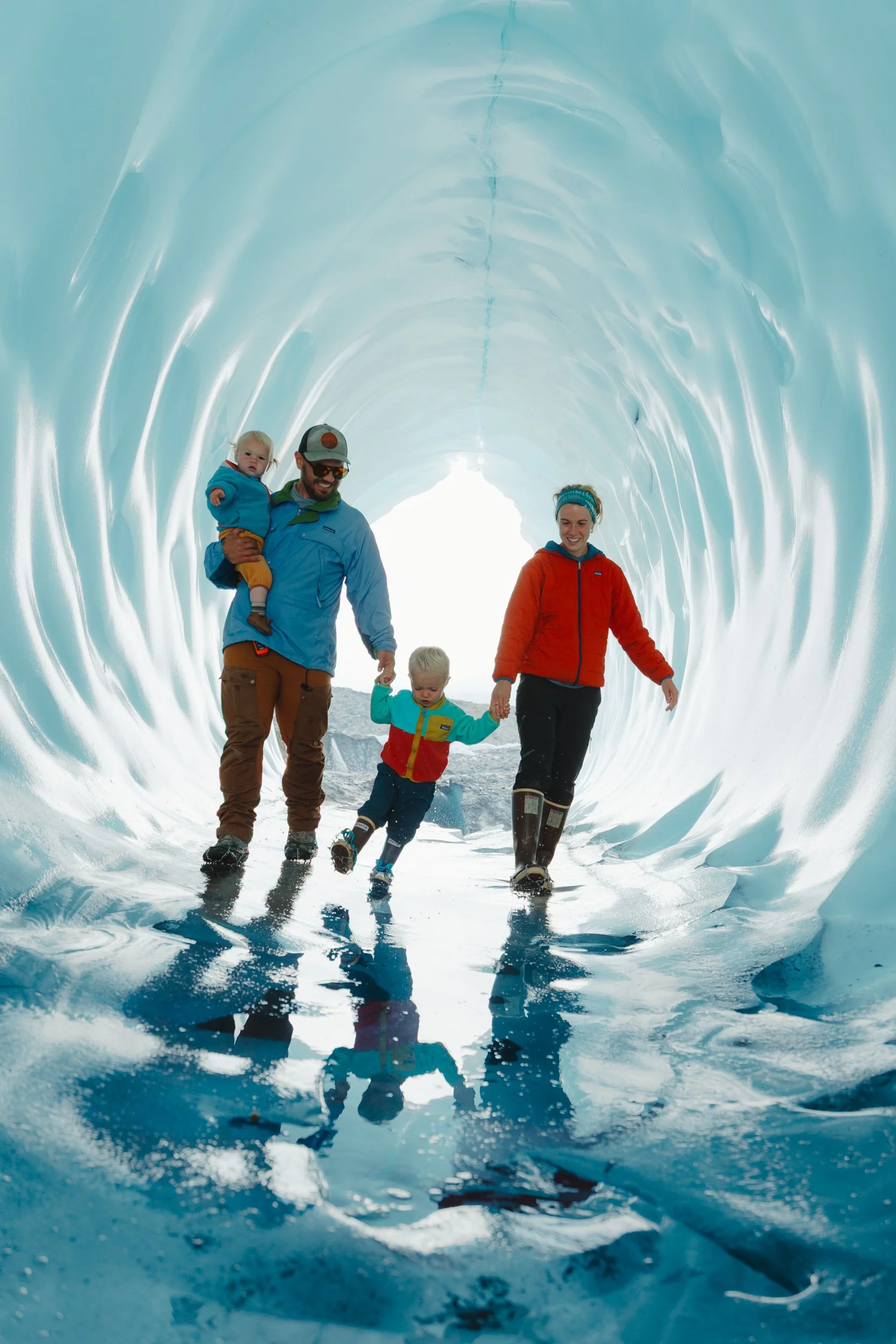 ice cave on a glacier family adventure photos in Alaska with The Hearnes