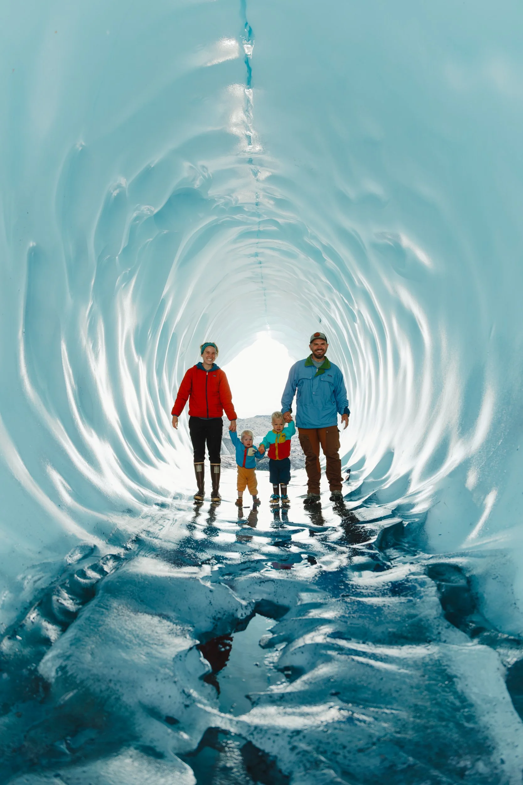 ice cave on a glacier family adventure photos in Alaska with The Hearnes