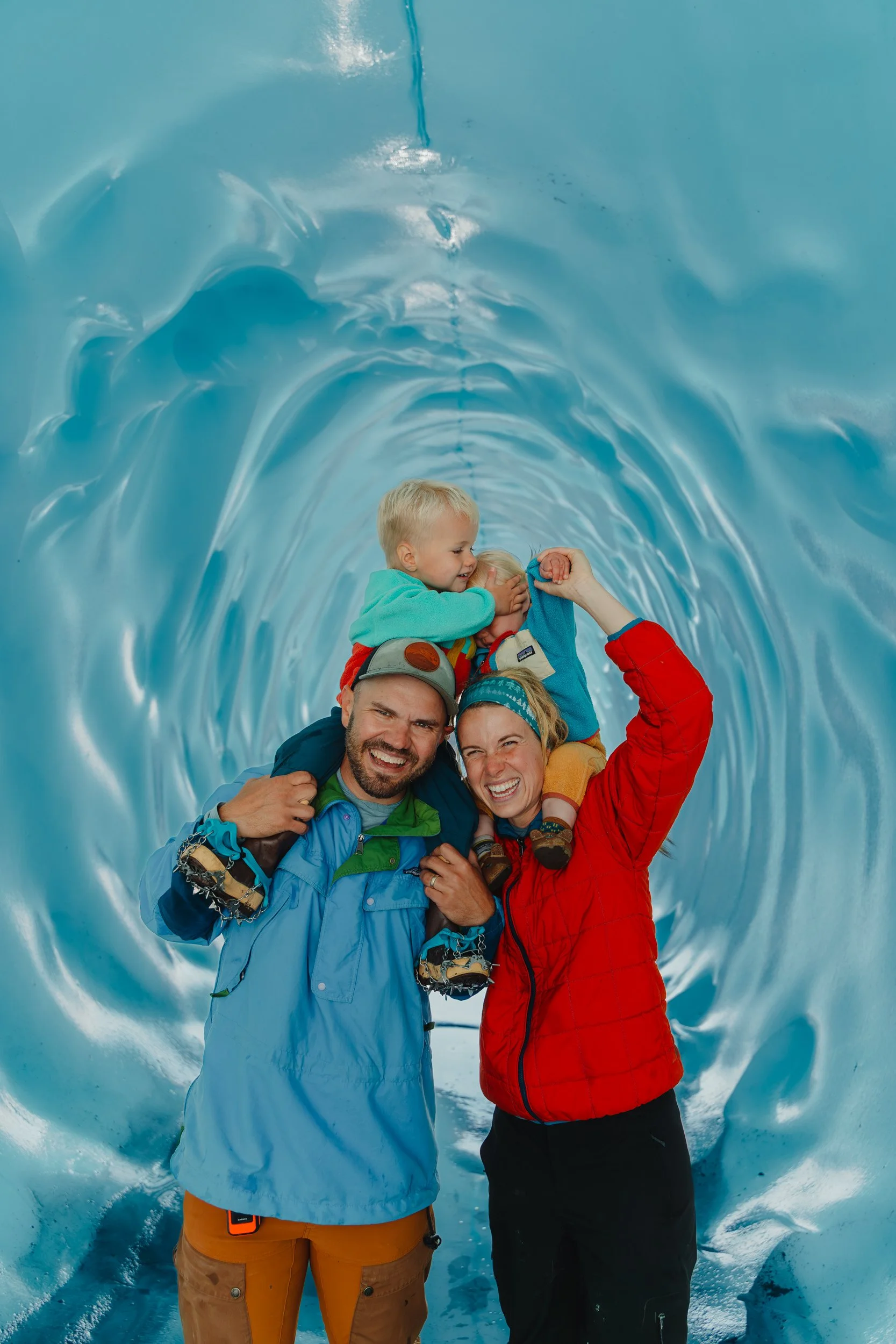 ice cave on a glacier family adventure photos in Alaska with The Hearnes