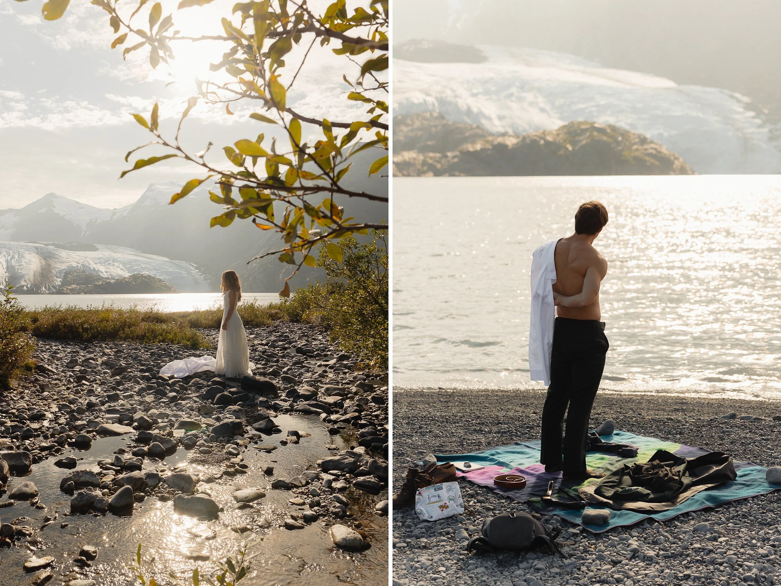 Hiking mountain top elopement in Alaska surrounded by glaciers | the hearnes adventure photography