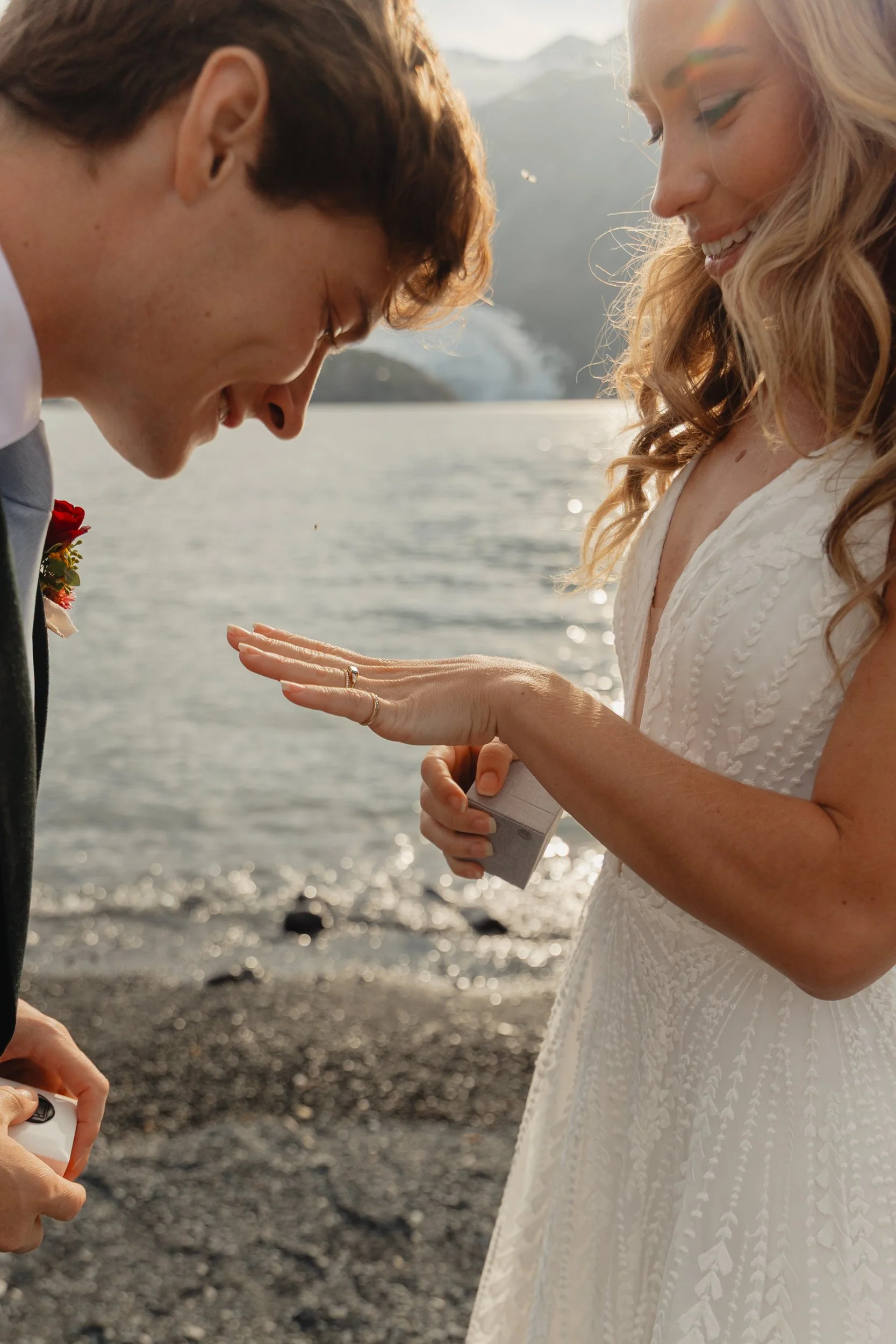 Hiking mountain top elopement in Alaska surrounded by glaciers | the hearnes adventure photography