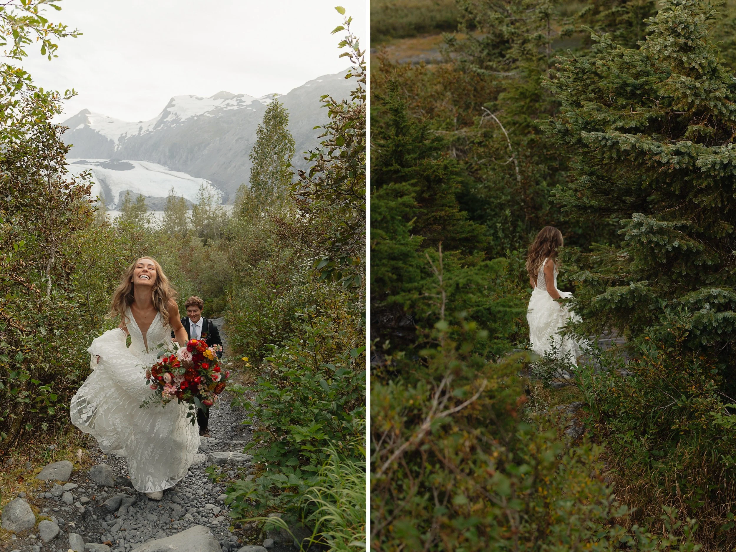 Hiking mountain top elopement in Alaska surrounded by glaciers | the hearnes adventure photography