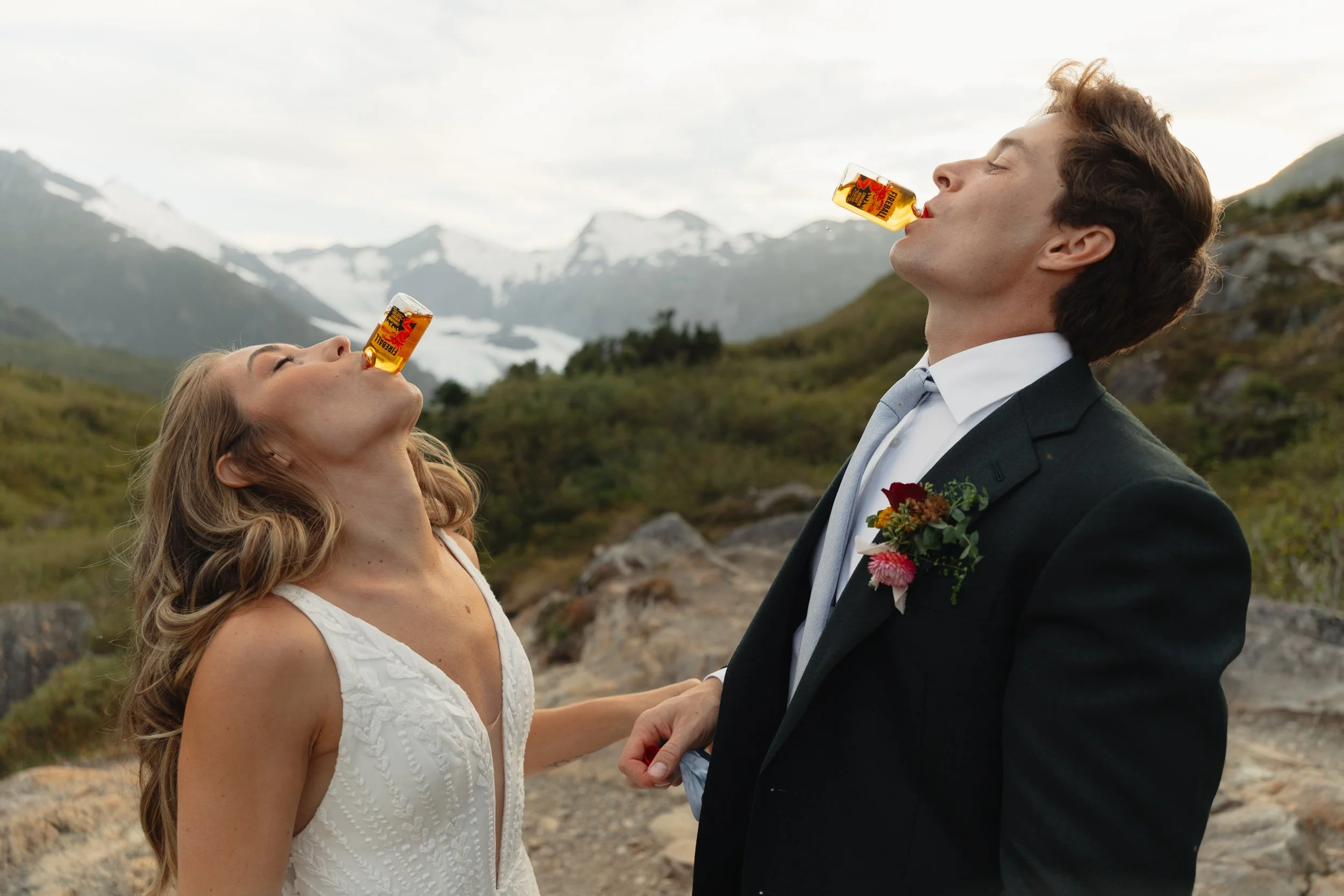 Hiking mountain top elopement in Alaska surrounded by glaciers | the hearnes adventure photography