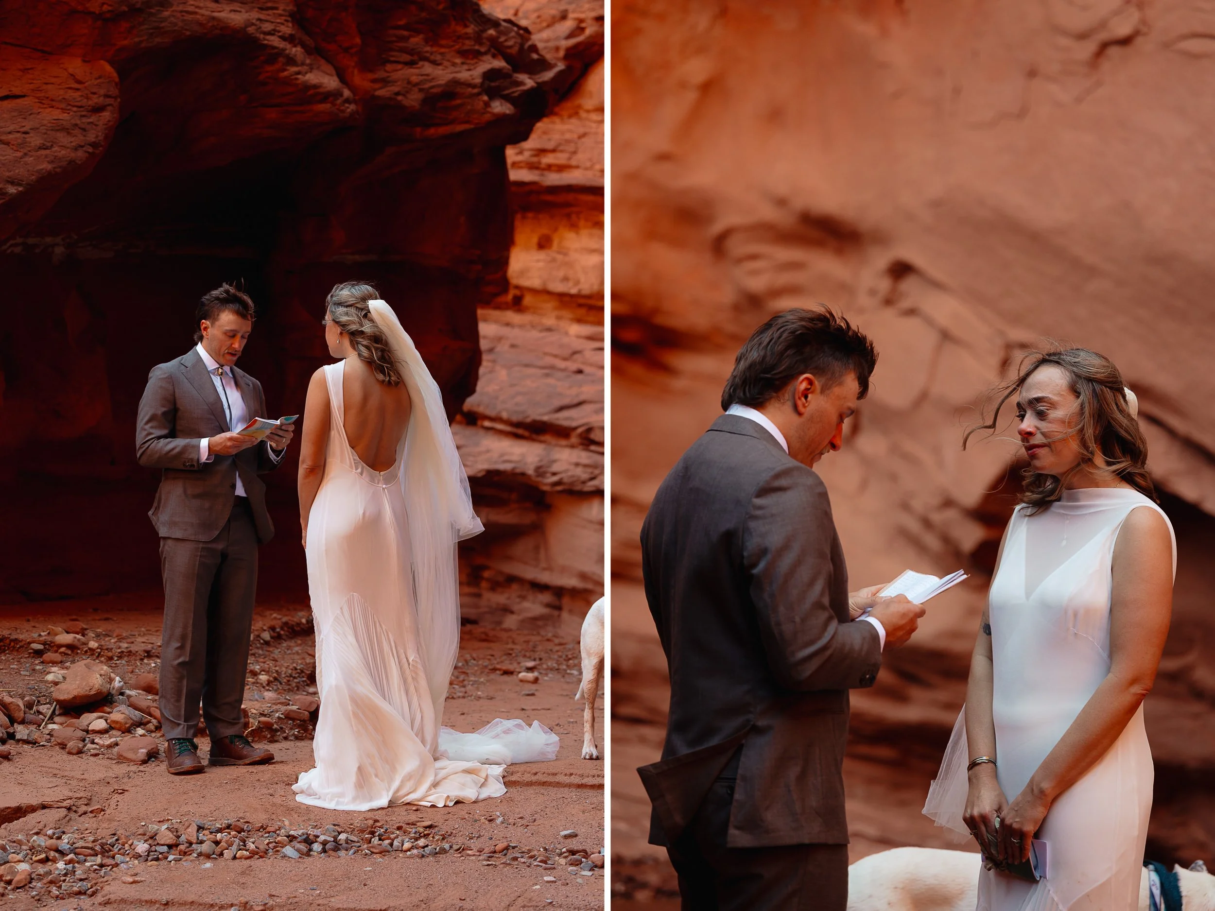 Moab, Utah elopement slot canyon ceremony | The Hearnes Adventure Photography