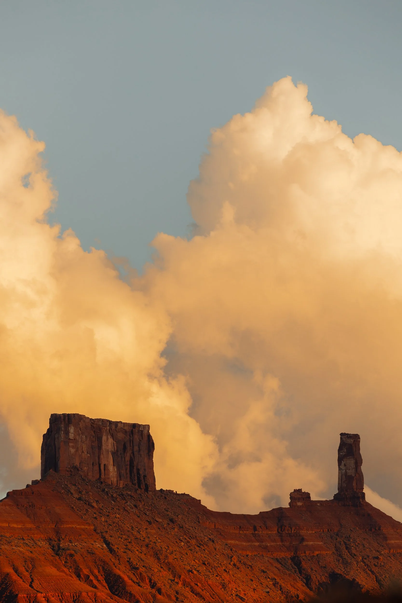 western Engagement portrait session in Moab Utah with a dog