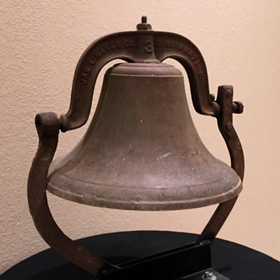 OLD CHURCH BELL. ON DISPLAY IN SANCTUARY