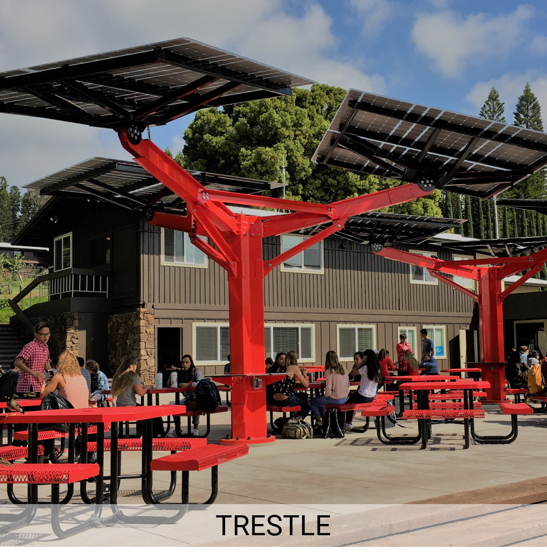 Spotlight Solar tree called Trestle in red at school in Hawaii 