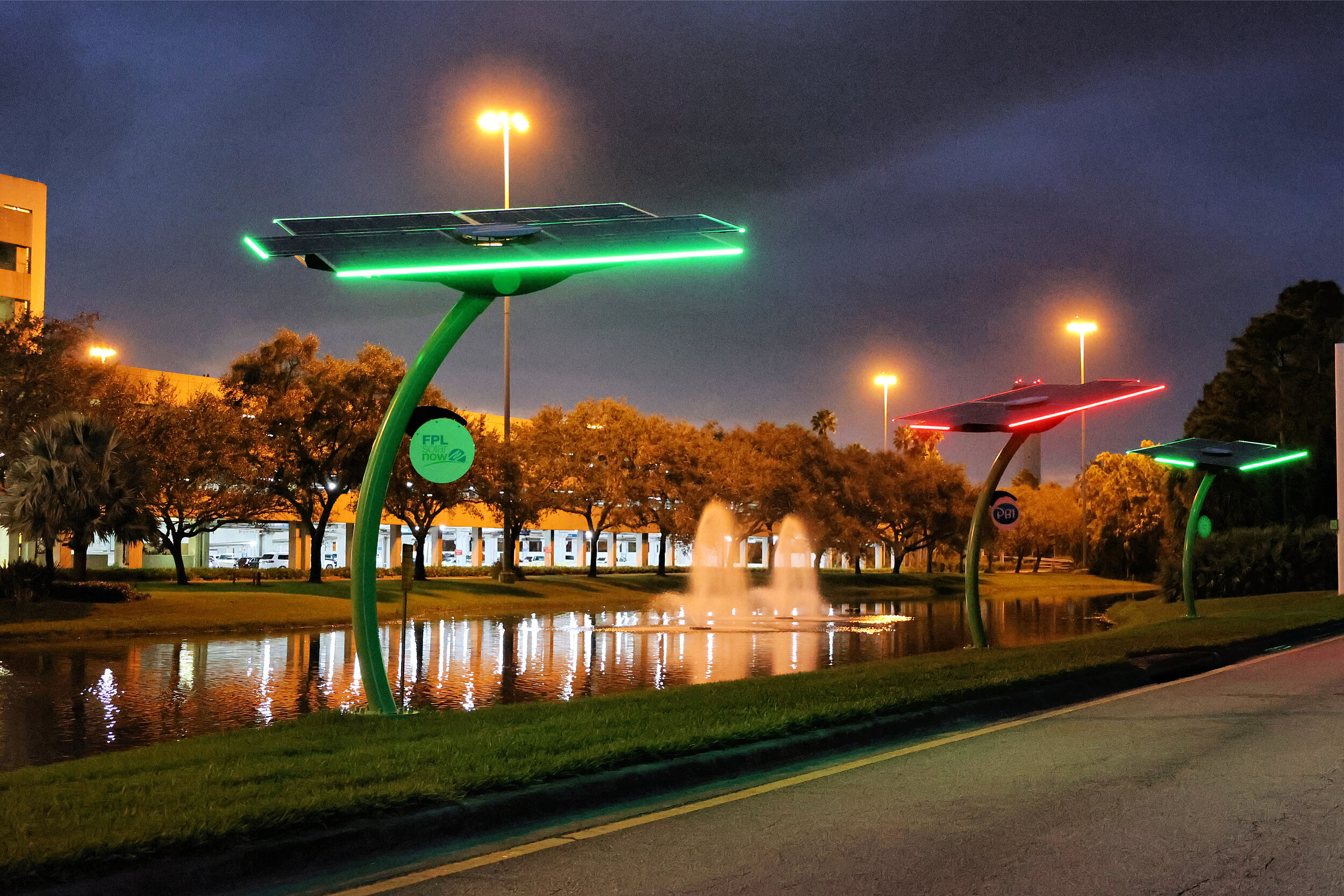 Palm Beach International Airport Spotlight solar trees holiday lights