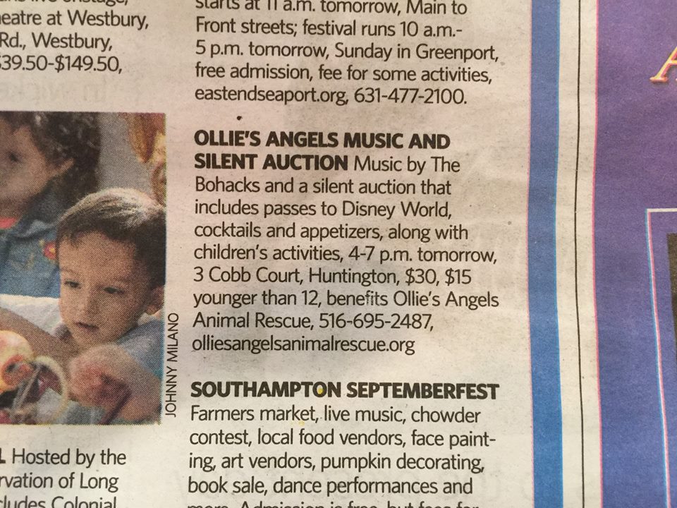  Ollie's Angels 1st Annual Fall Fundraiser September, 2016