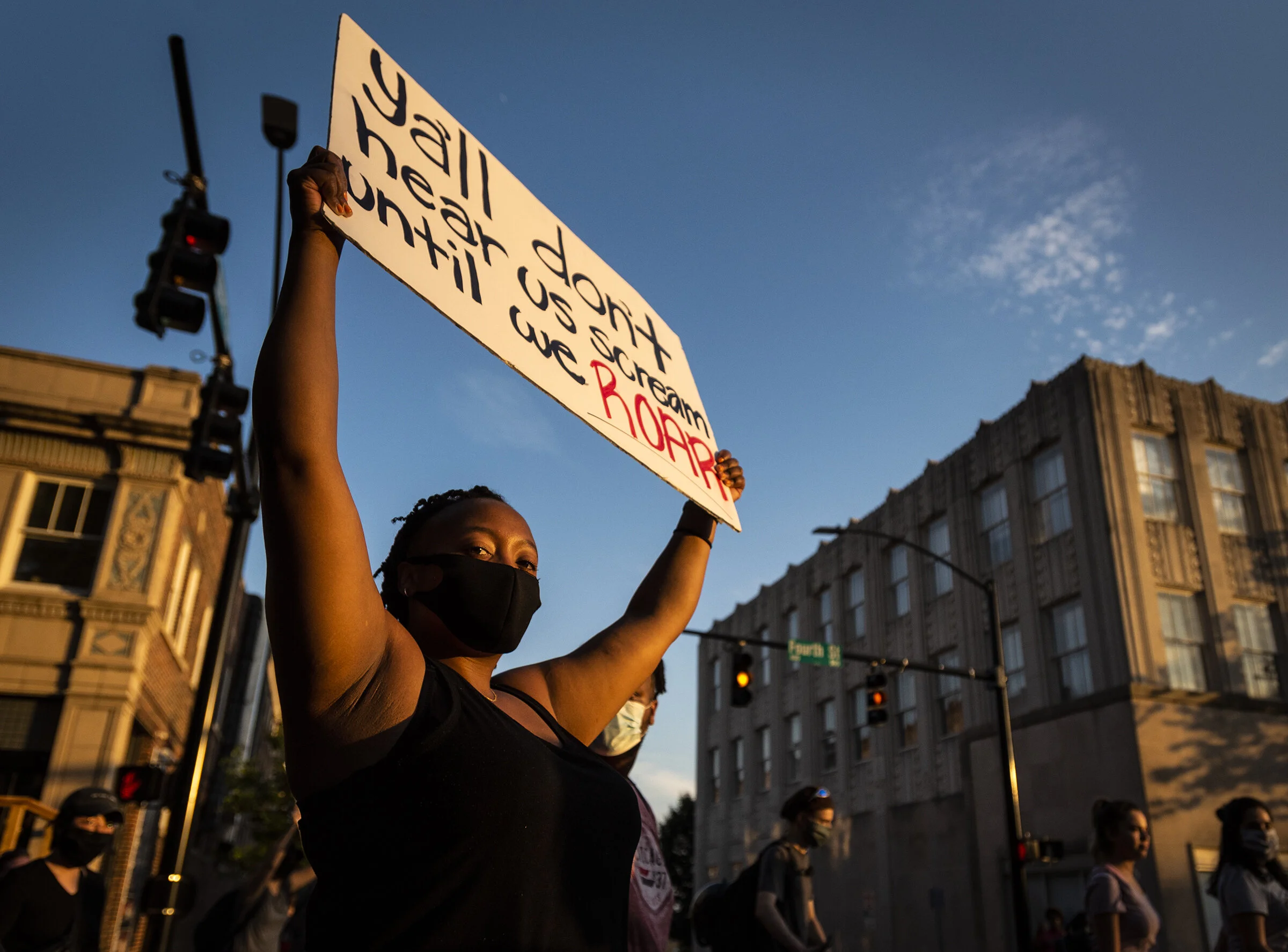  Alexis Davis participates in a Black Lives Matter march through downtown on Wednesday, June 3, 2020 in Winston-Salem, N.C. 