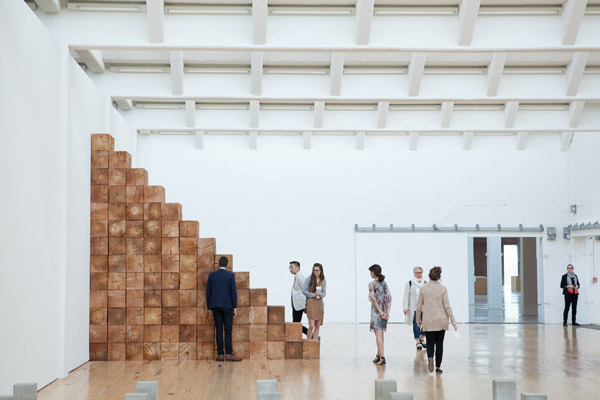 Installation view, Carl Andre: Sculpture as Place, 1958 – 2010, Dia:Beacon, Riggio Galleries, Beacon, New York. May 5, 2014 – March 2, 2015. Art © Carl Andre/Licensed by VAGA, New York, NY. Photo: Ethan Harrison. Courtesy Dia Art Foundation, New York.