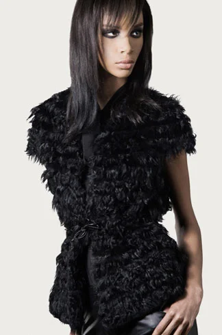 STYLE # T122352R rabbit & kalgan lamb cap sleeve vest