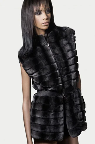STYLE # T122337RX rex rabbit zip front vest