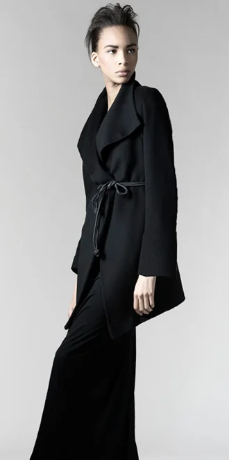 STYLE # T082993 wool angle wrap coat