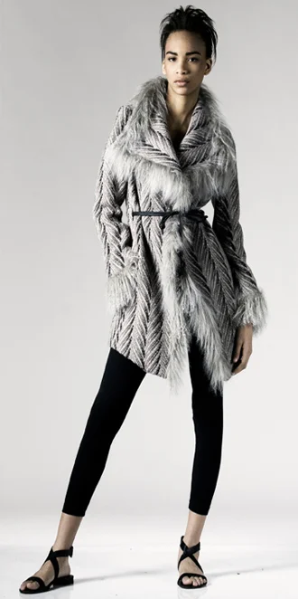 STYLE # T122213LB tibetan lamb fringe angle wrap coat